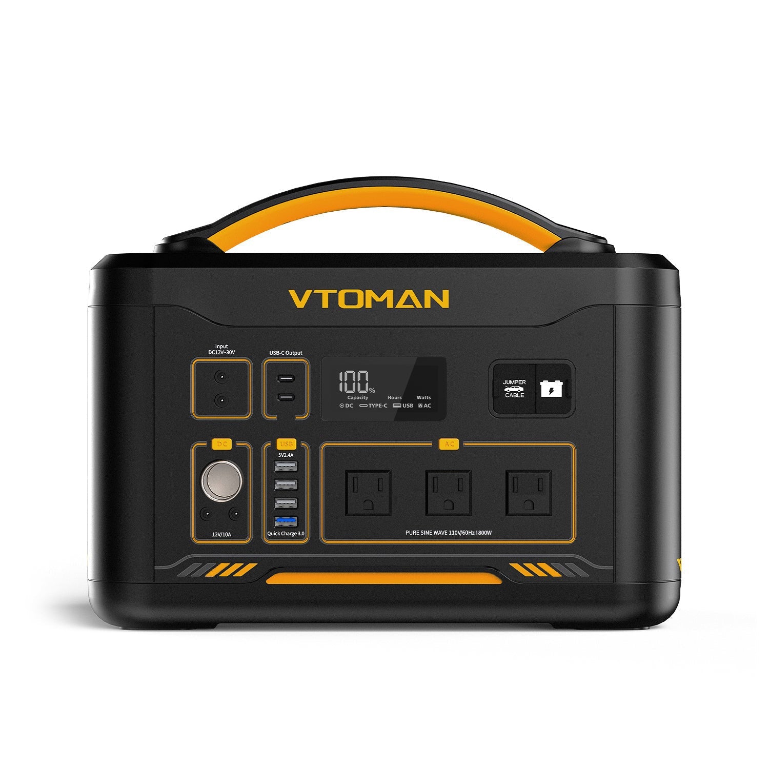 jump 1800 power station with AC ports, DC ports, USB-A ports and type-c ports