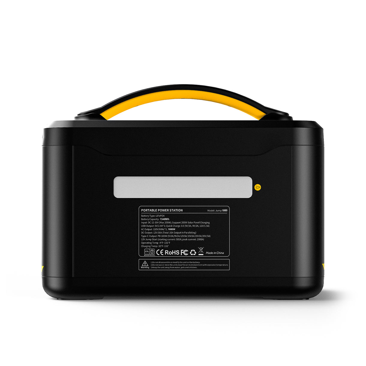 the back of jump 1800 power station with a led light