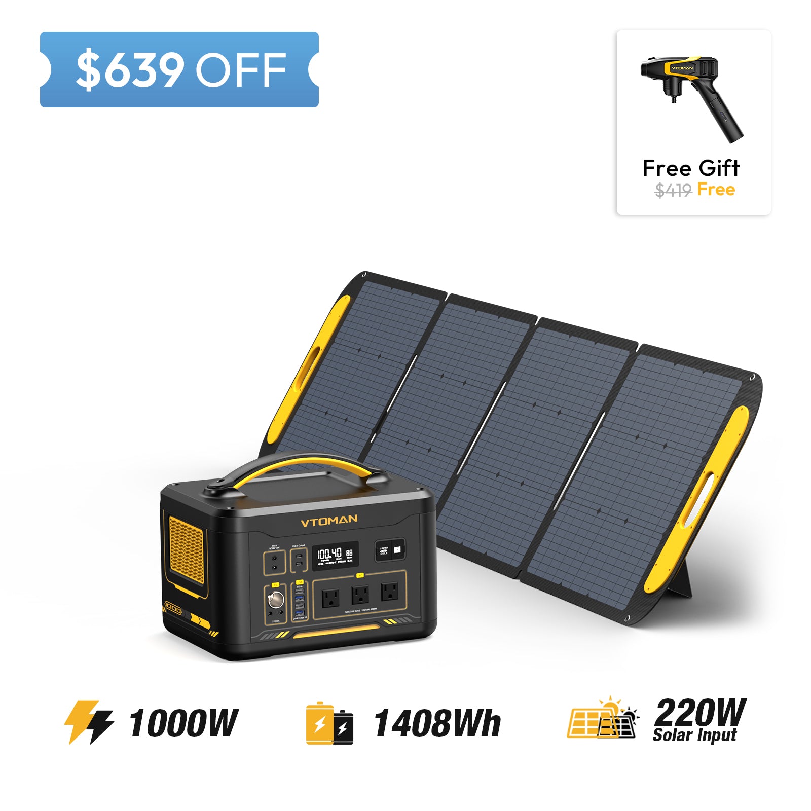 jump 1000 and VS220 solar panel save $639 in summer sale