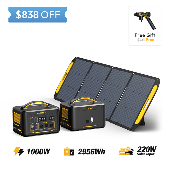 jump 1000 and 1548wh extra battery and 220w solar panel save $838 in summer sale