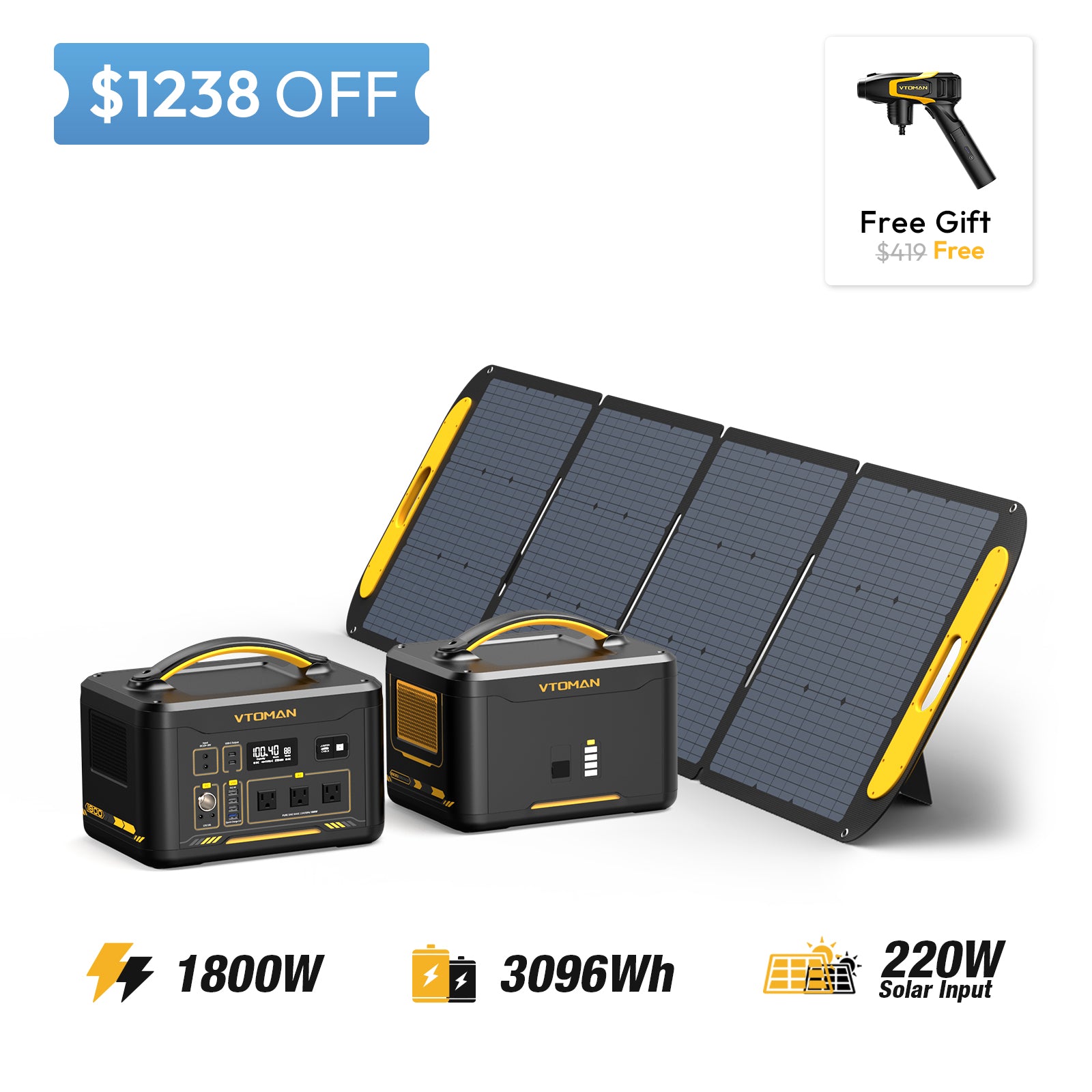 Jump 1800 and 1548wh extra battery and 220w solar panel save $1238 in summer sale