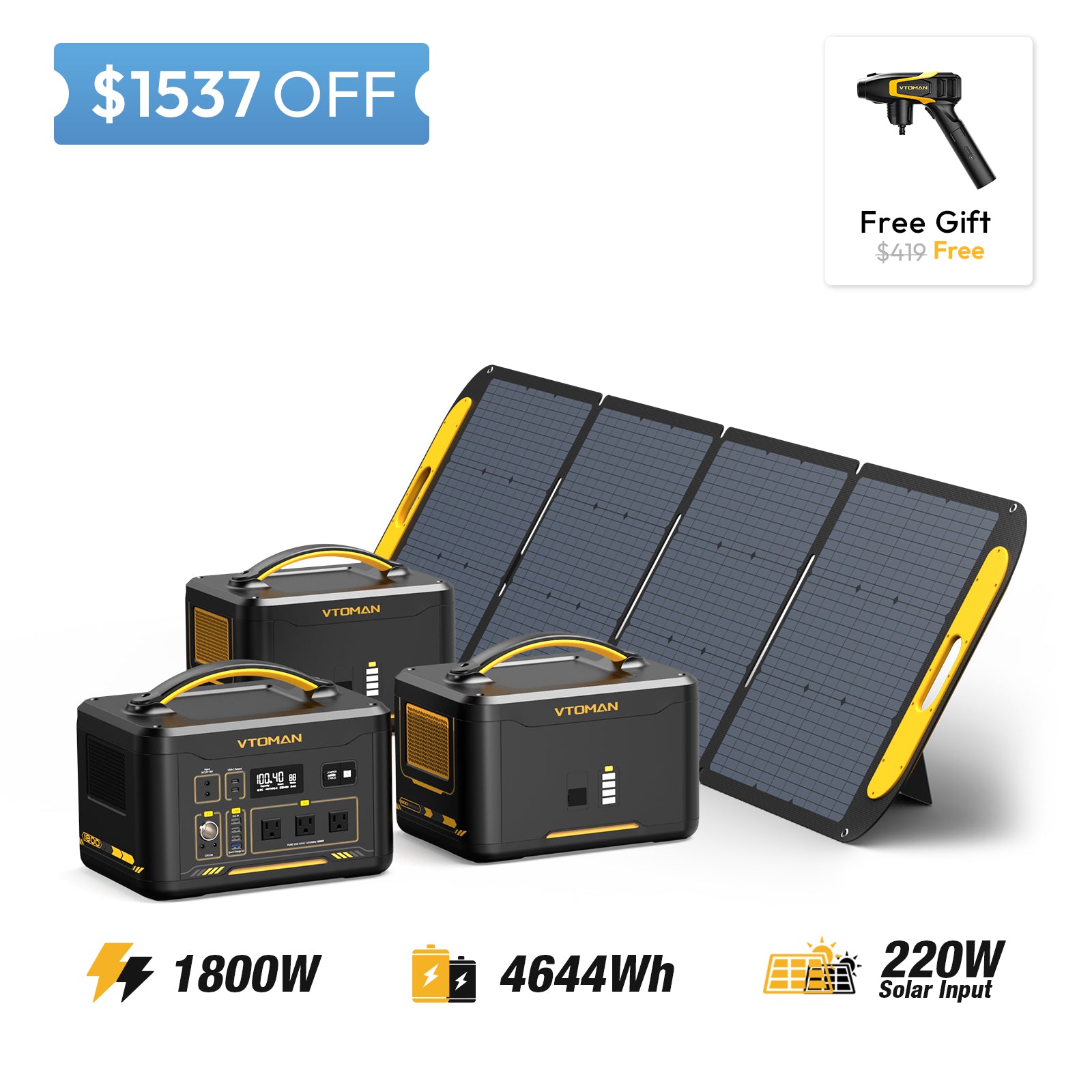 Jump 1800 and 2-1548wh extra battery and 220w solar panel save $1537 in summer sale