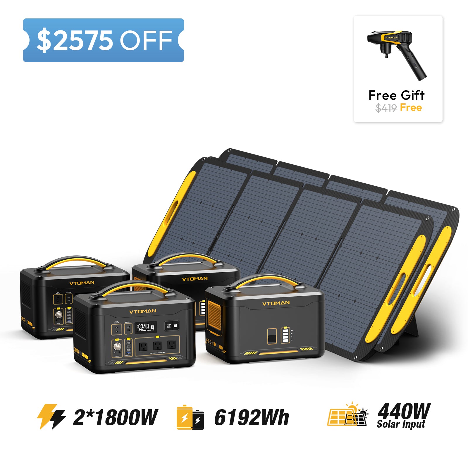 2-Jump 1800 and 2-1548wh extra battery and 2-220w solar panel save $2575 in summer sale