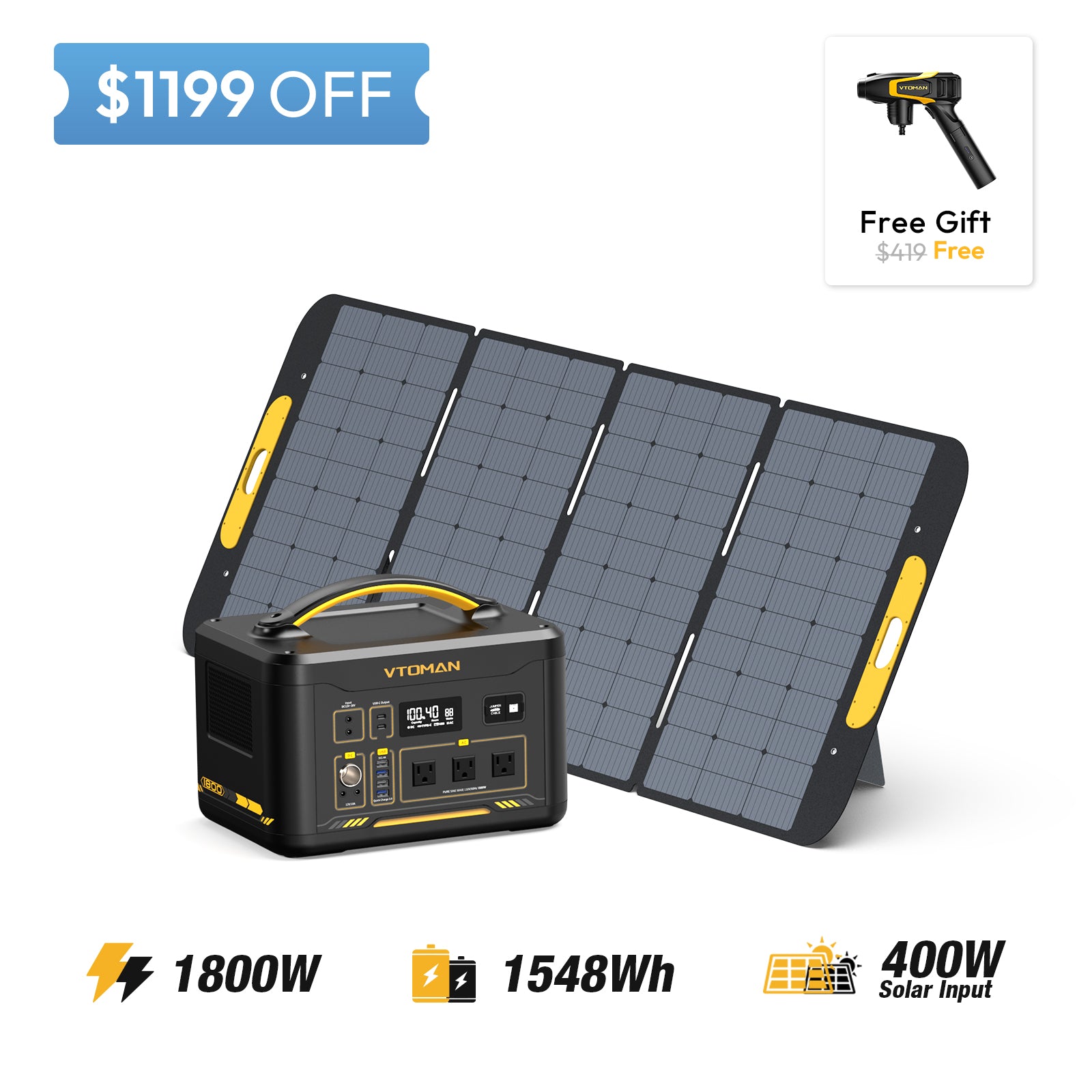 jump 1800 and 400w solar pane save $1199 in summer sale