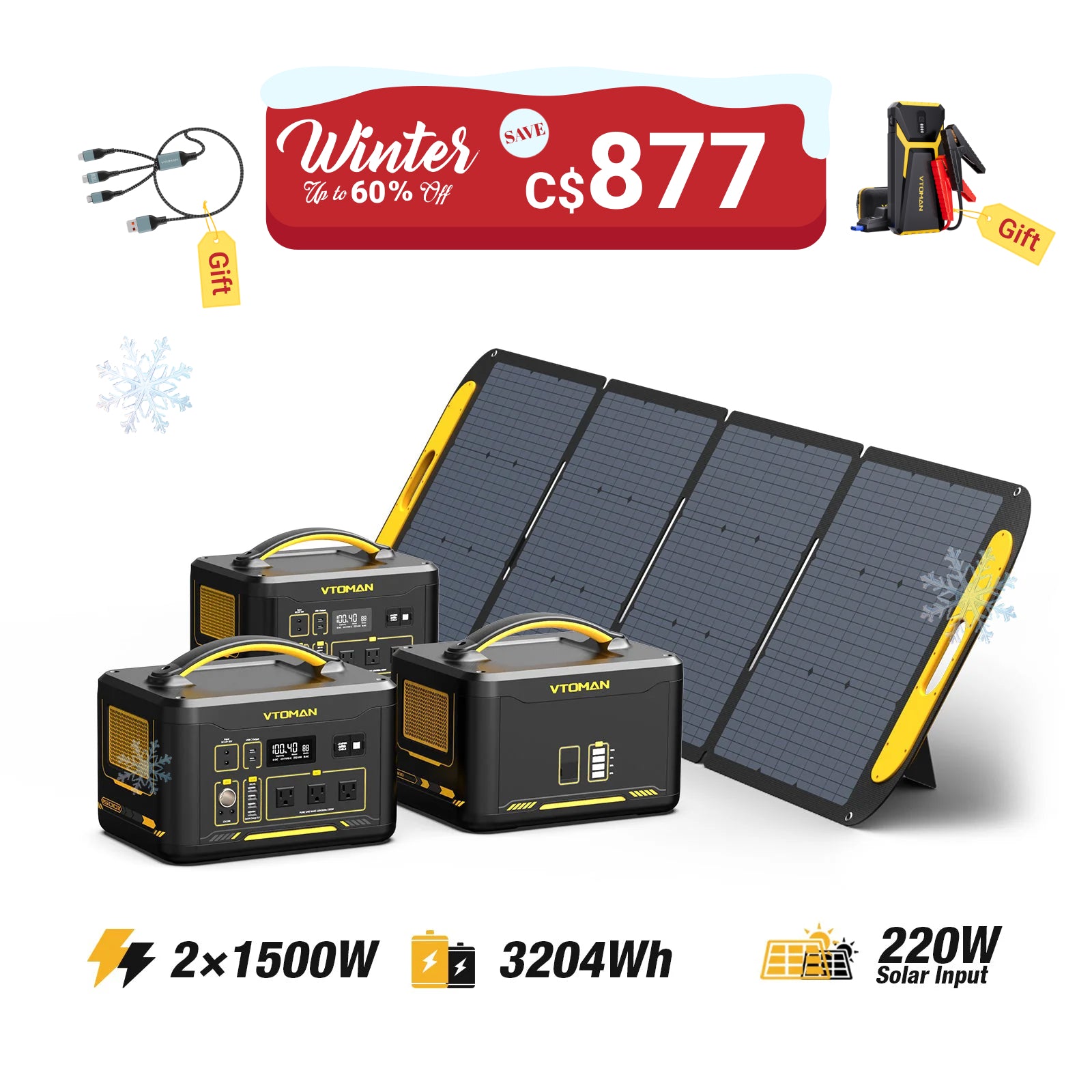 Jump 1500W/3204Wh 220W Solar Generator