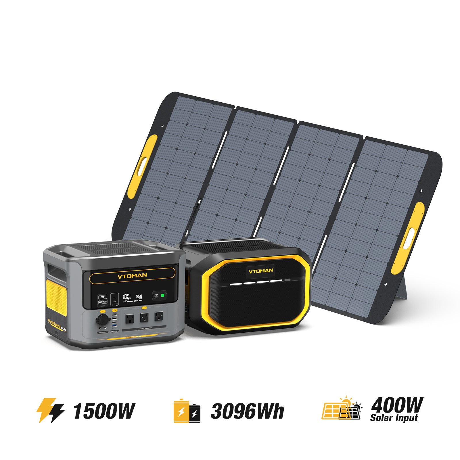 Bundle FlashSpeed ​​1500 + Batterie supplémentaire 1548Wh + Panneau solaire 400W