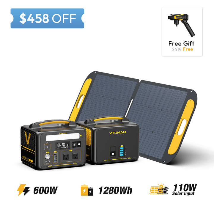 jump 600 and 640wh extra battery and 110w solar panel save $458 in summer sale