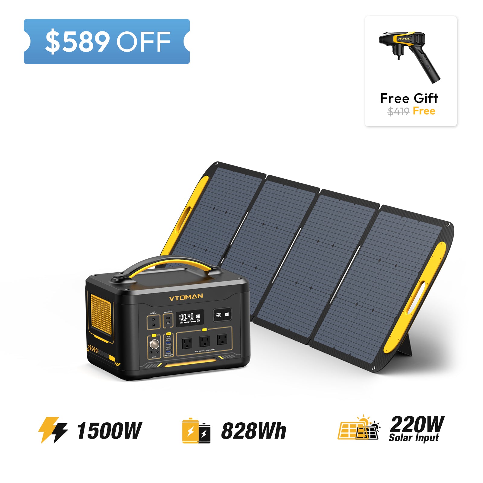 jump 1500X and VS220 solar panel save $589 in summer sale