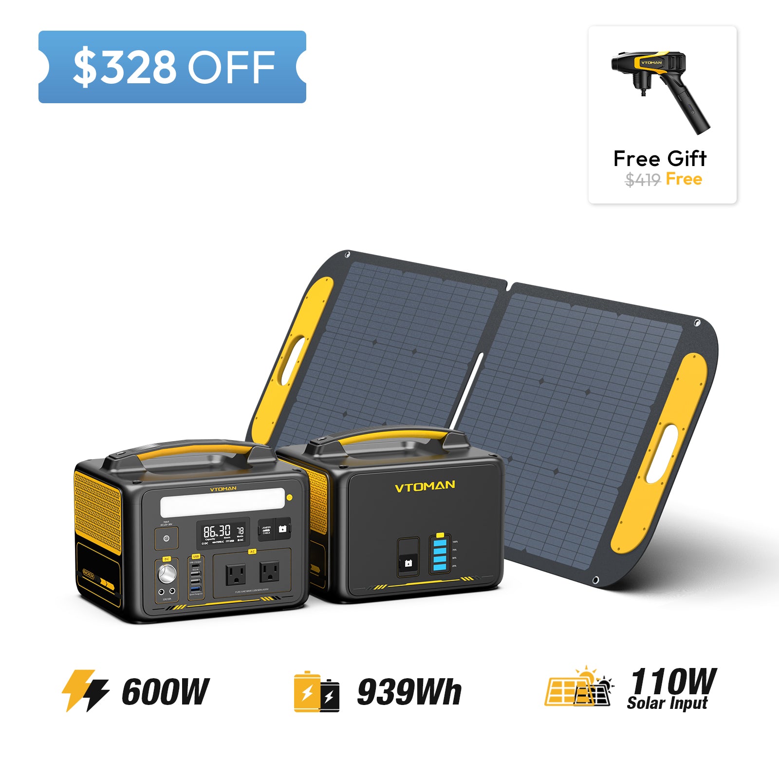 jump 600x and 640wh extra battery and 110w solar panel save $328 in summer sale
