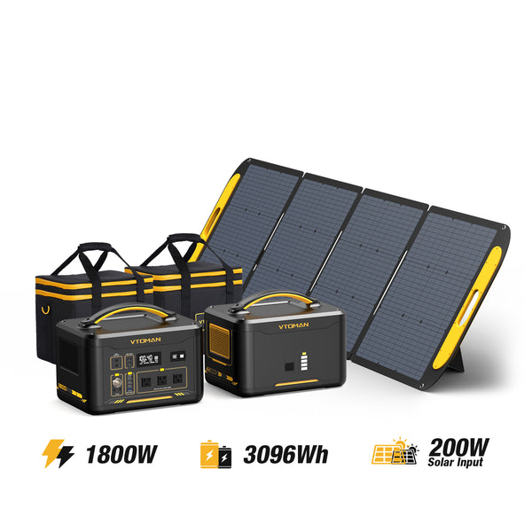 Jump 1800W/3096Wh 200W Solar Generator With Two Carrying Case Bags