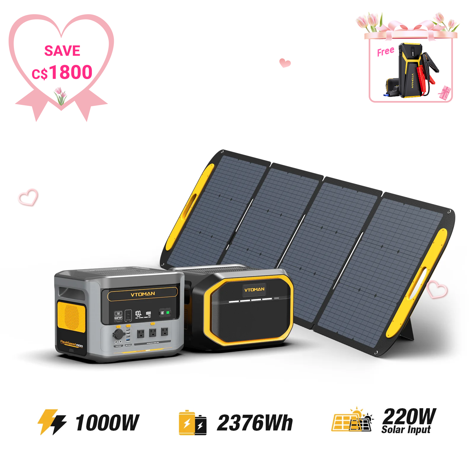 FlashSpeed 1000W/2376Wh 220W Solar Generator