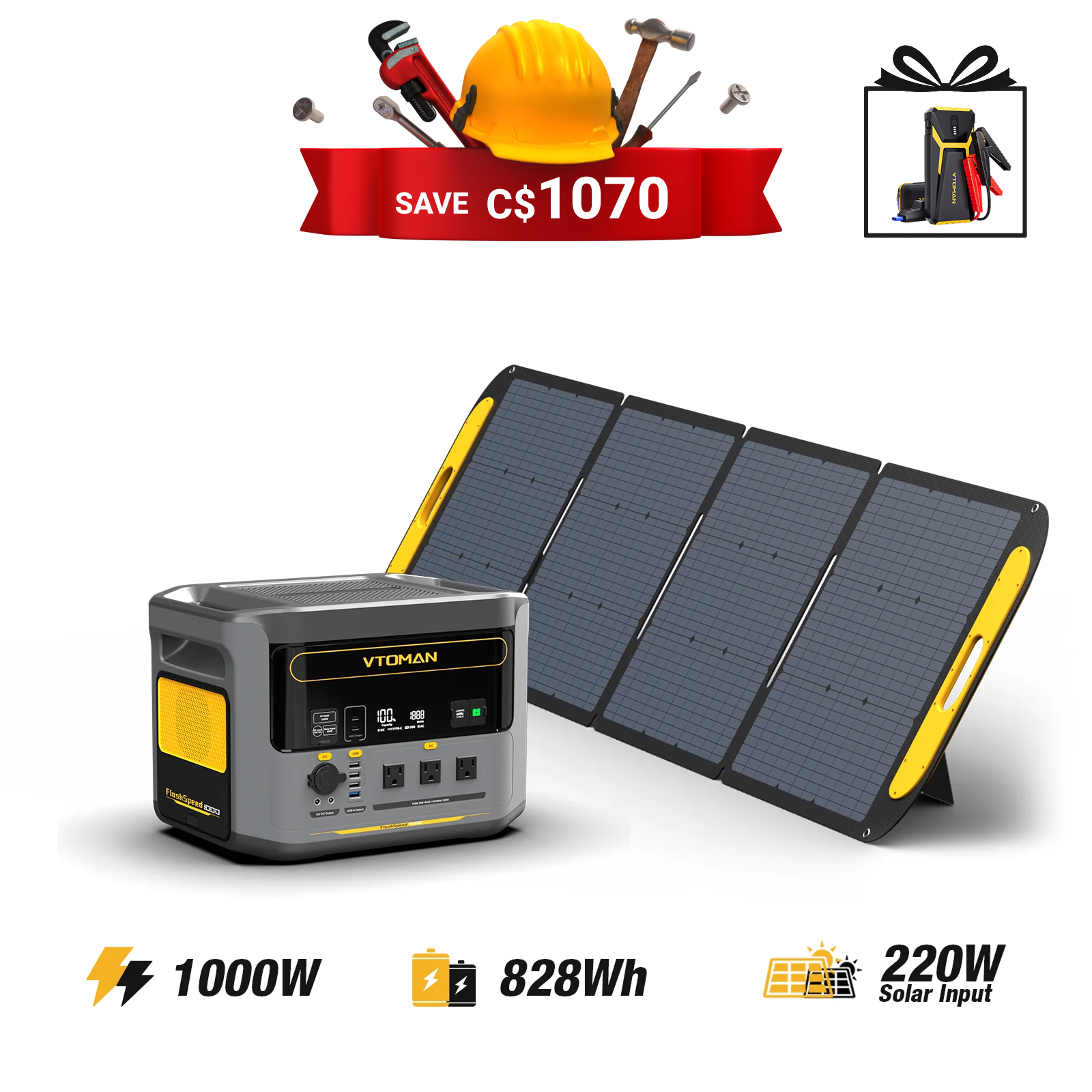 FlashSpeed 1000W/828Wh 220W Solar Generator