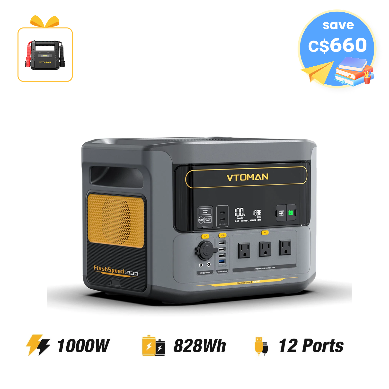 VTOMAN FlashSpeed 1000 Power Station 828Wh | 1000W