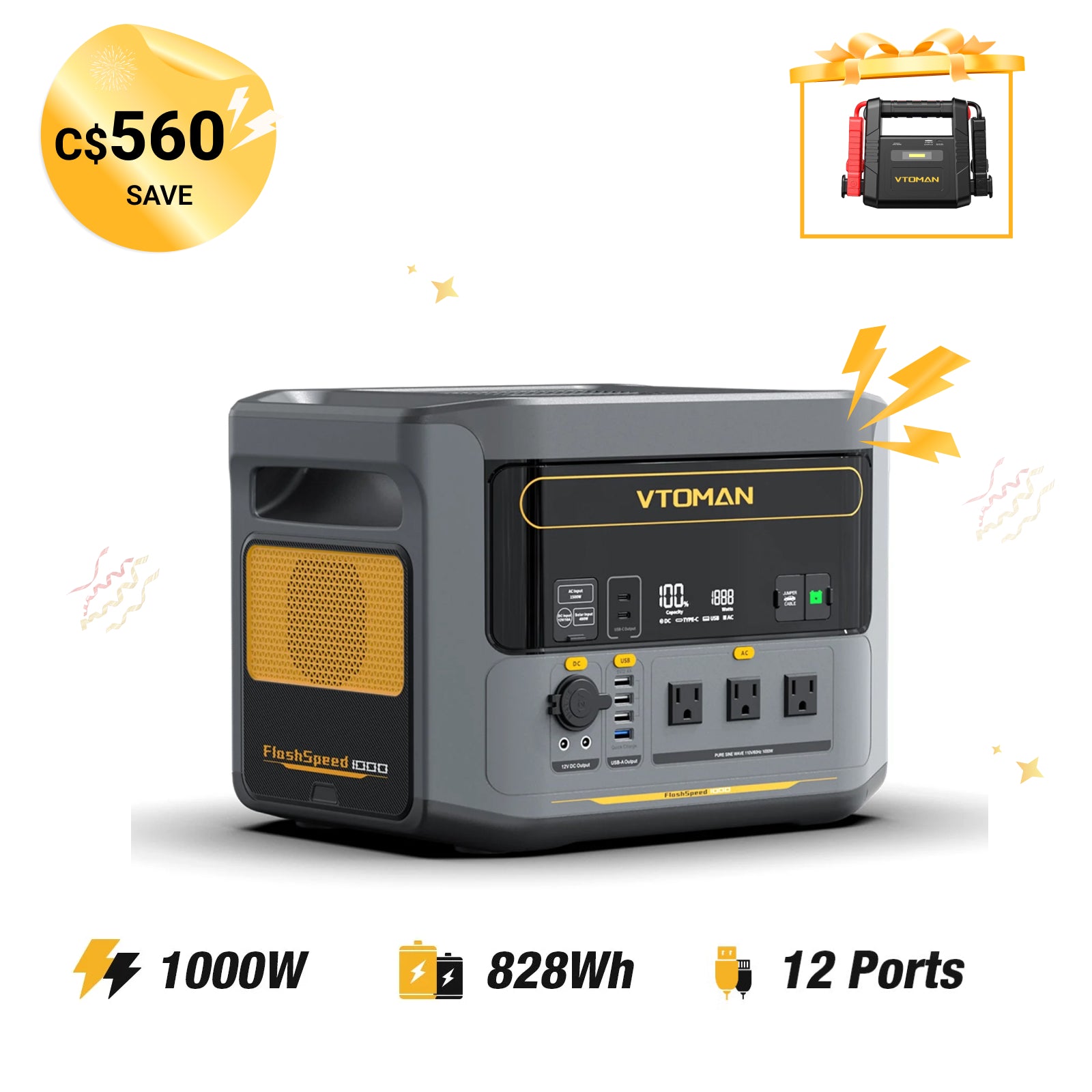 VTOMAN FlashSpeed 1000 Power Station 828Wh | 1000W