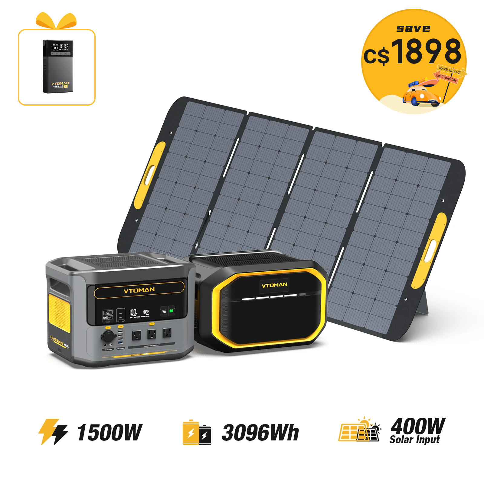 Bundle FlashSpeed ​​1500 + Batterie supplémentaire 1548Wh + Panneau solaire 400W