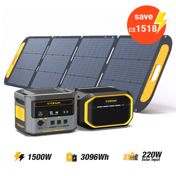 VTOMAN FlashSpeed 1500 + Extra Battery +220W Pro Solar Panel
