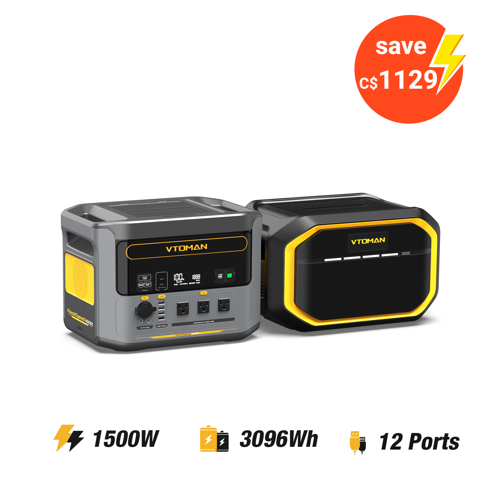 VTOMAN 1548Wh Extra Battery Compatible With FlashSpeed 1500