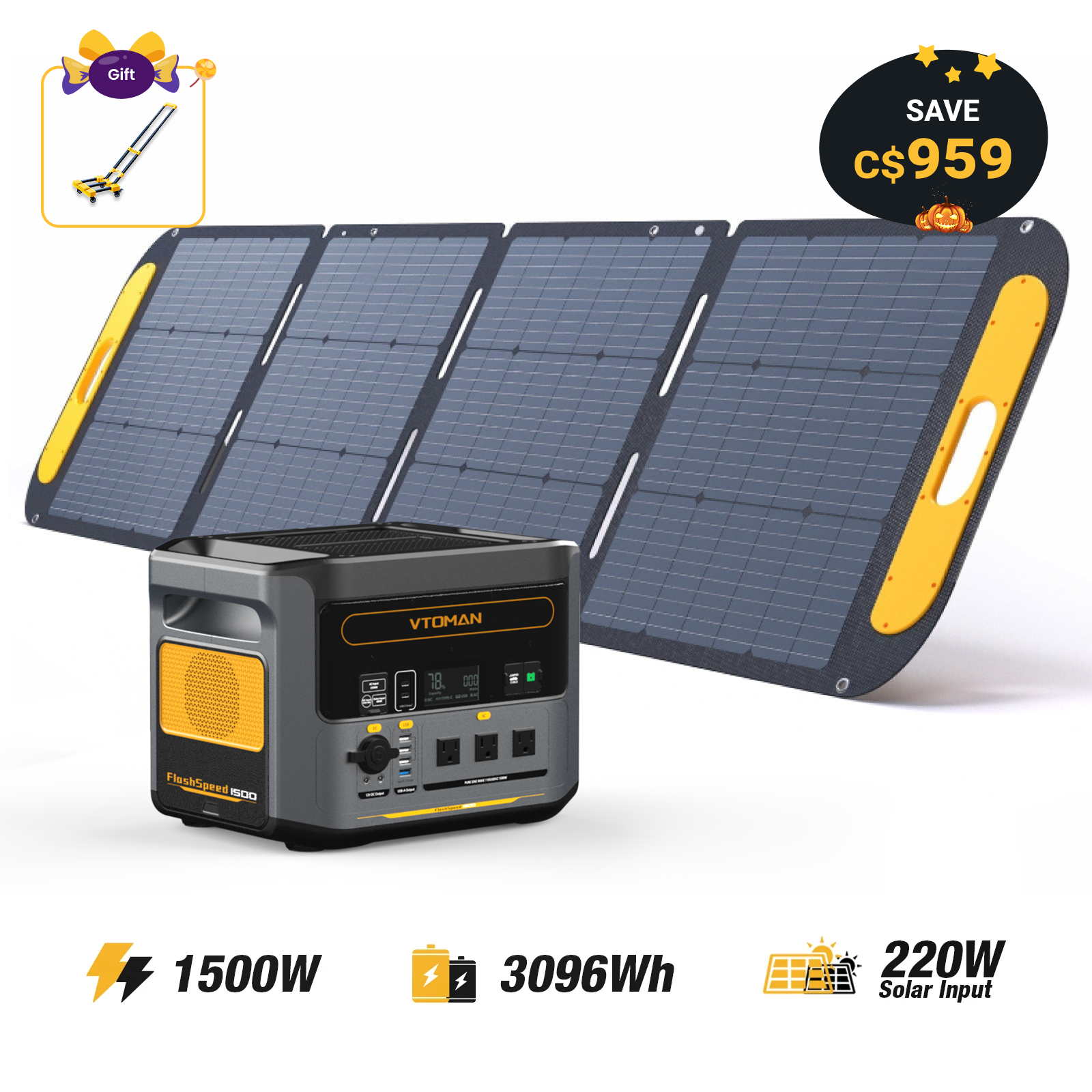 VTOMAN FlashSpeed 1500 +220W Pro Solar Panel
