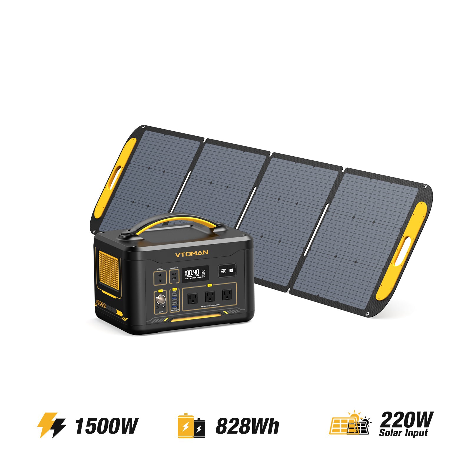 bundle jump 1500x power station-vs220-220w-19v solar panel