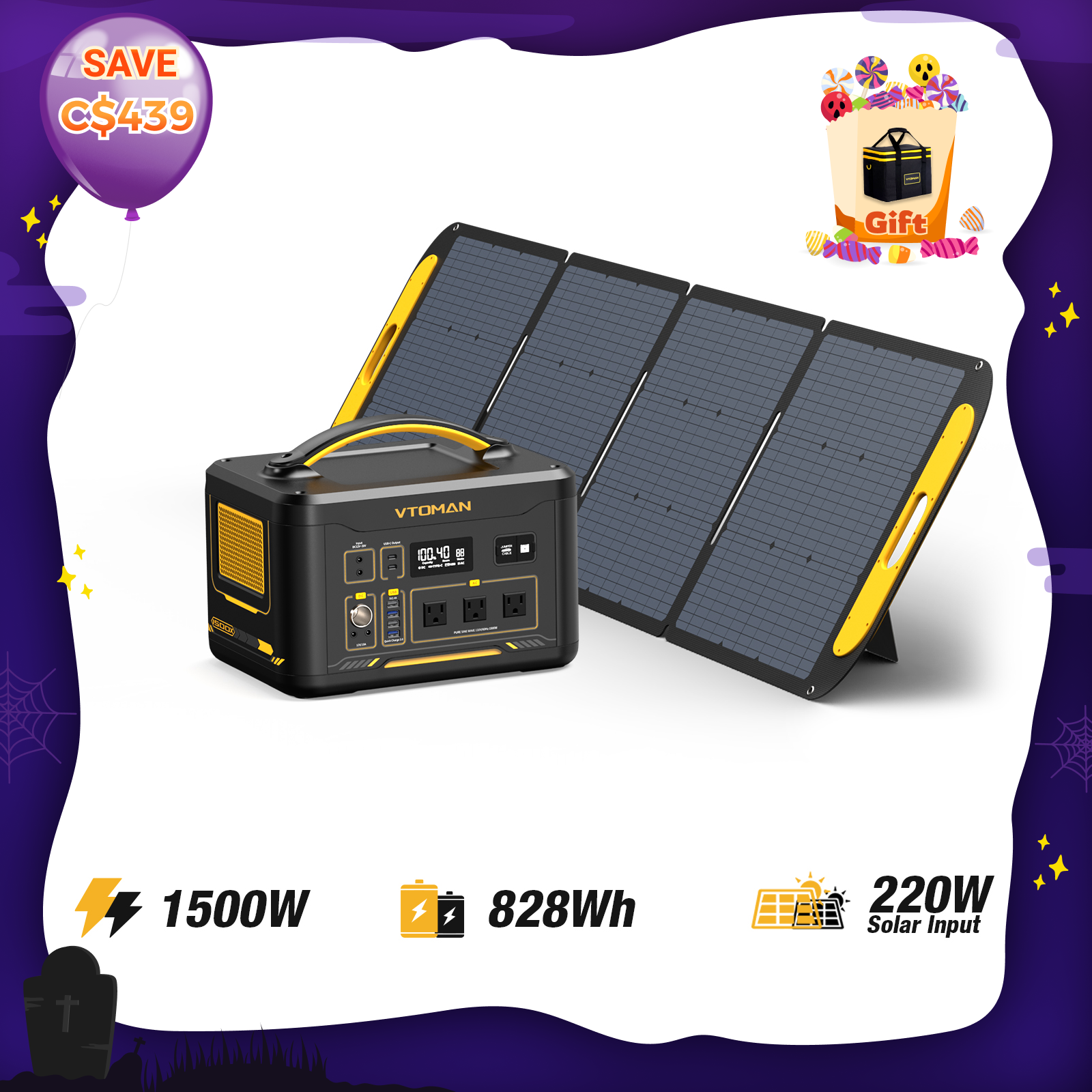 Jump 1500W/828Wh 220W Solar Generator