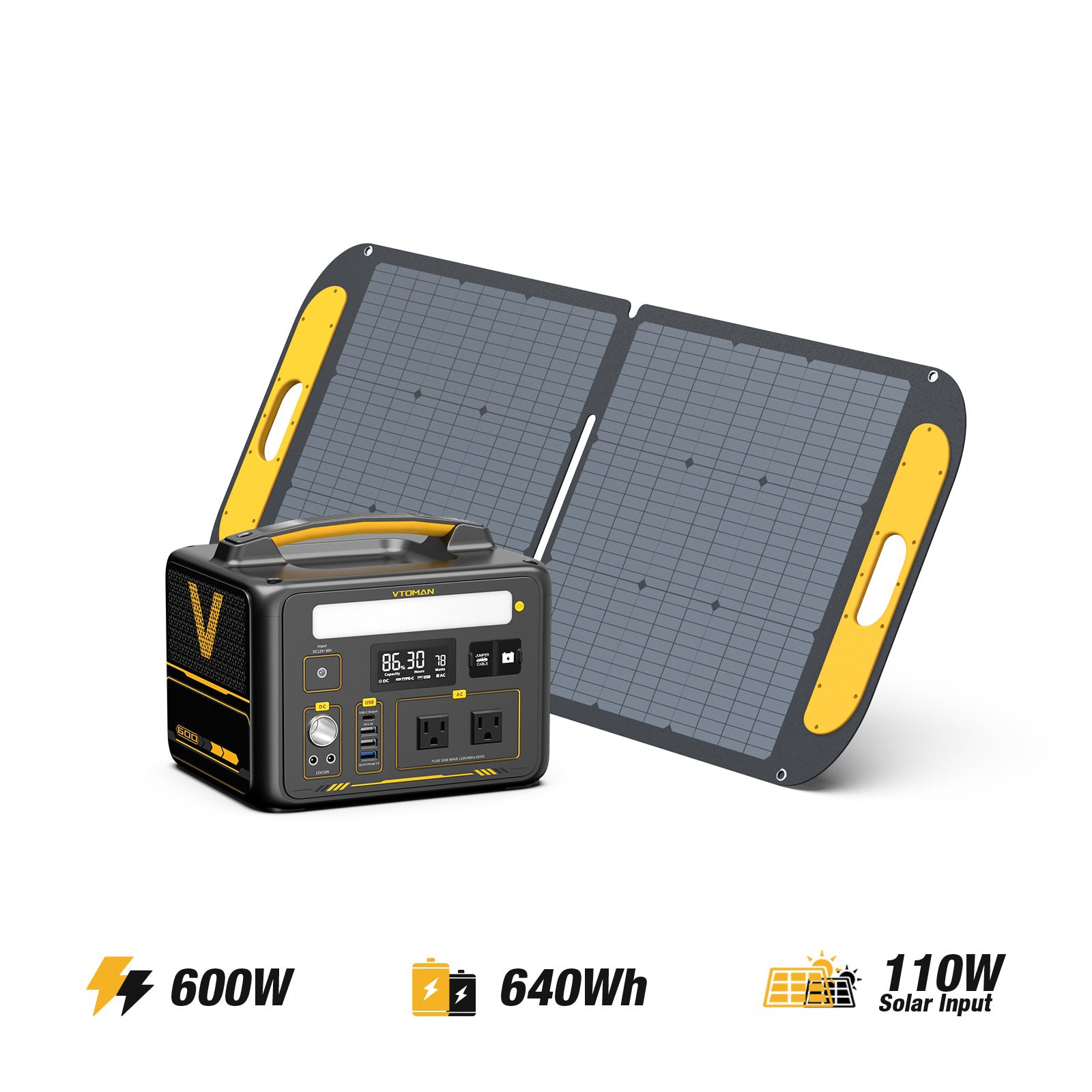 jump 600 power -AC 600W-640wh capacity-110W solar panel
