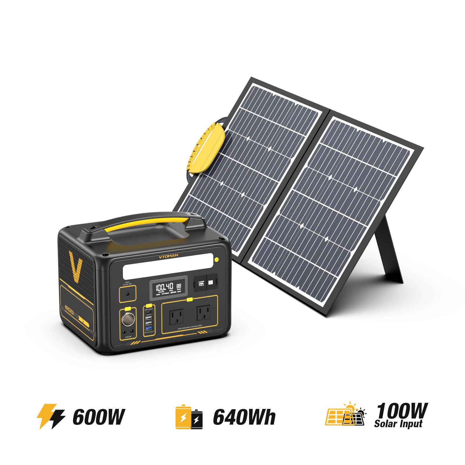 bundle jump 600 power station-100w solar panel