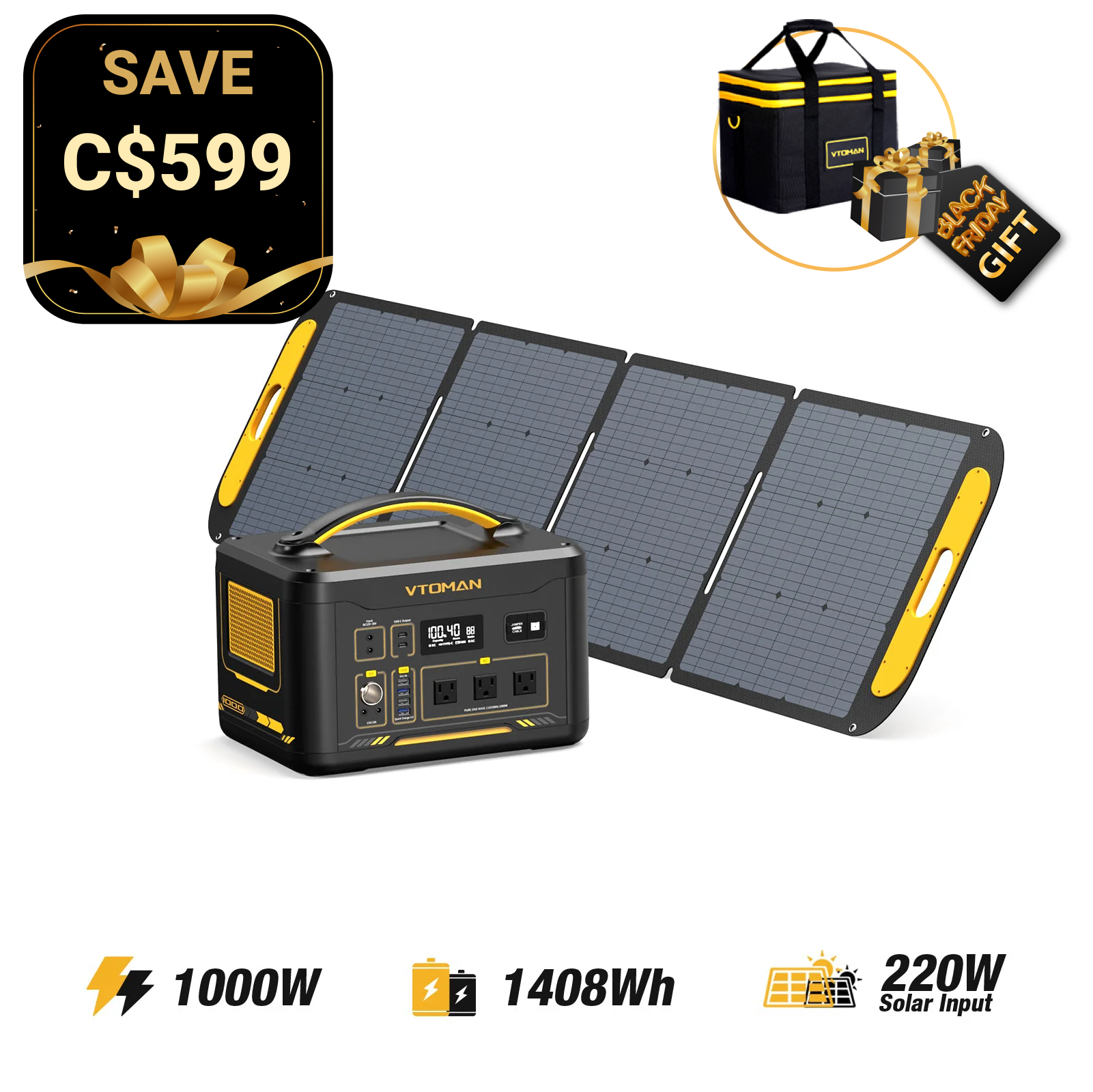 VTOMAN 220W Portable Solar Panel