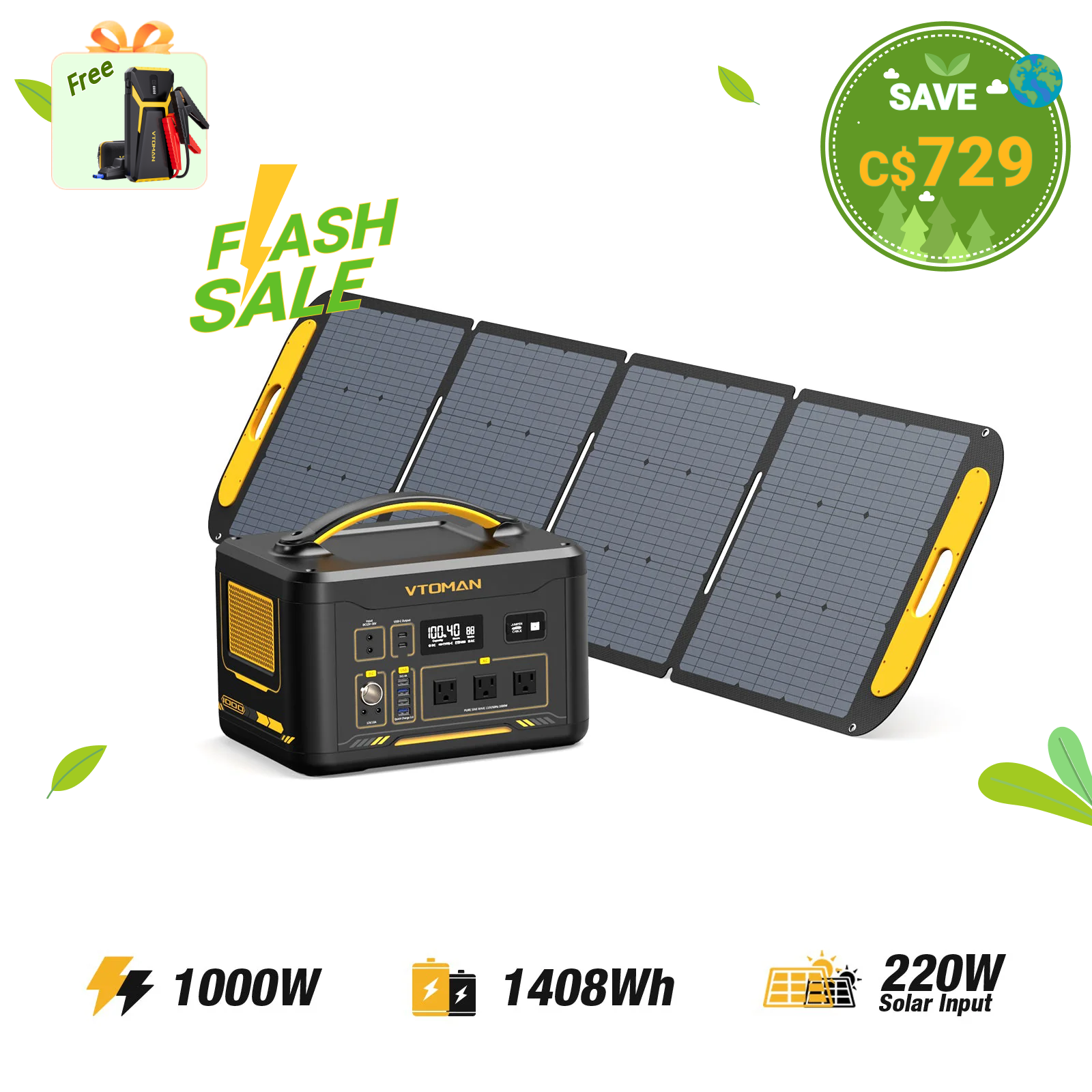 VTOMAN 220W Portable Solar Panel