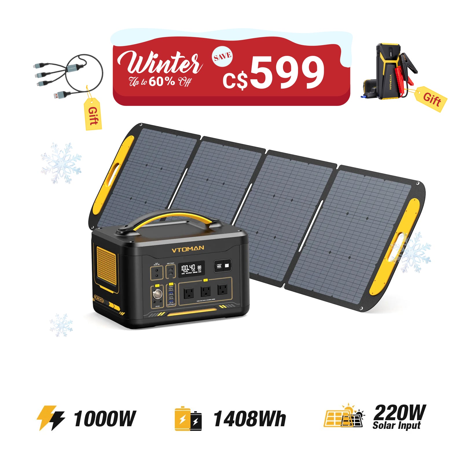 VTOMAN 220W Portable Solar Panel