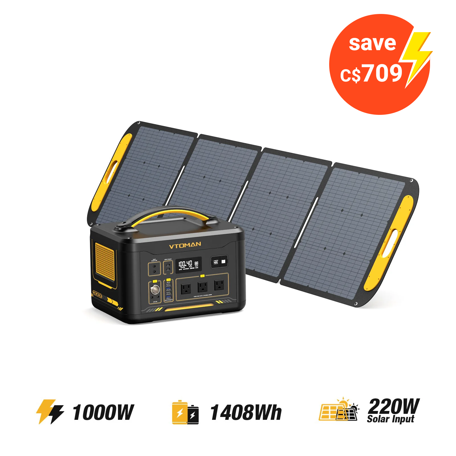 VTOMAN 220W Portable Solar Panel