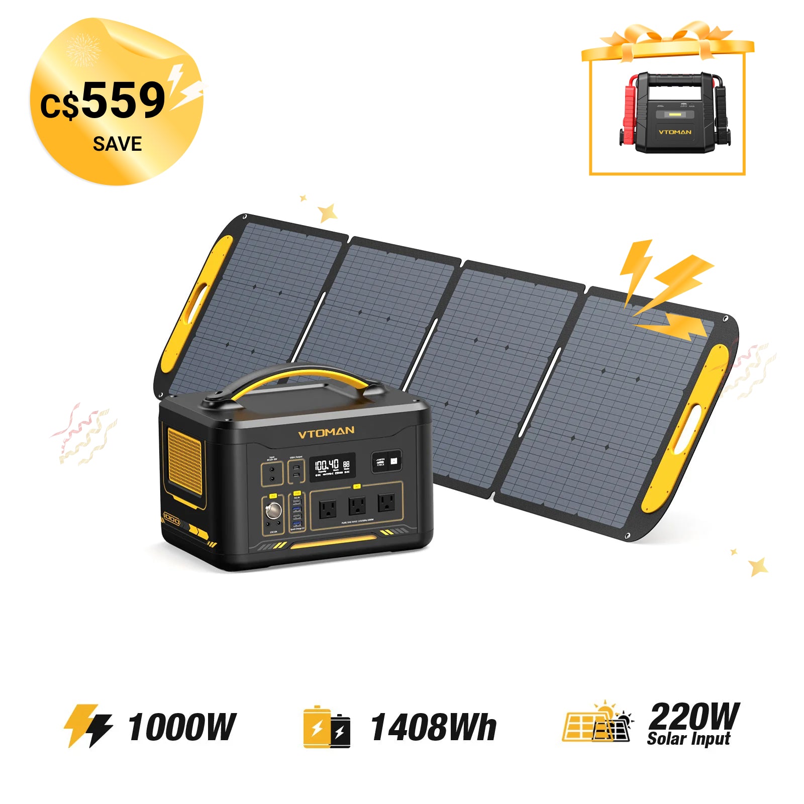 VTOMAN 220W Portable Solar Panel