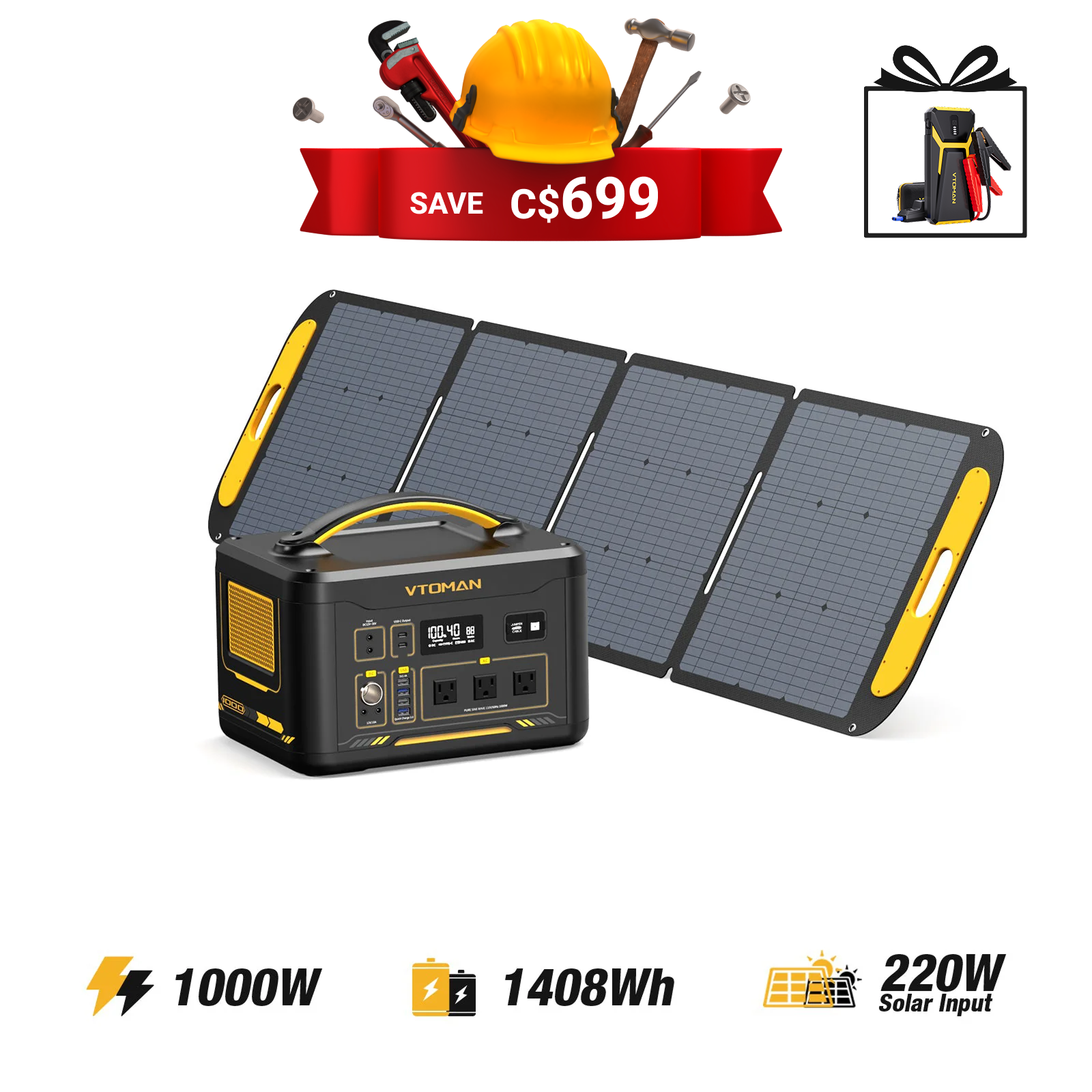 VTOMAN 220W Portable Solar Panel