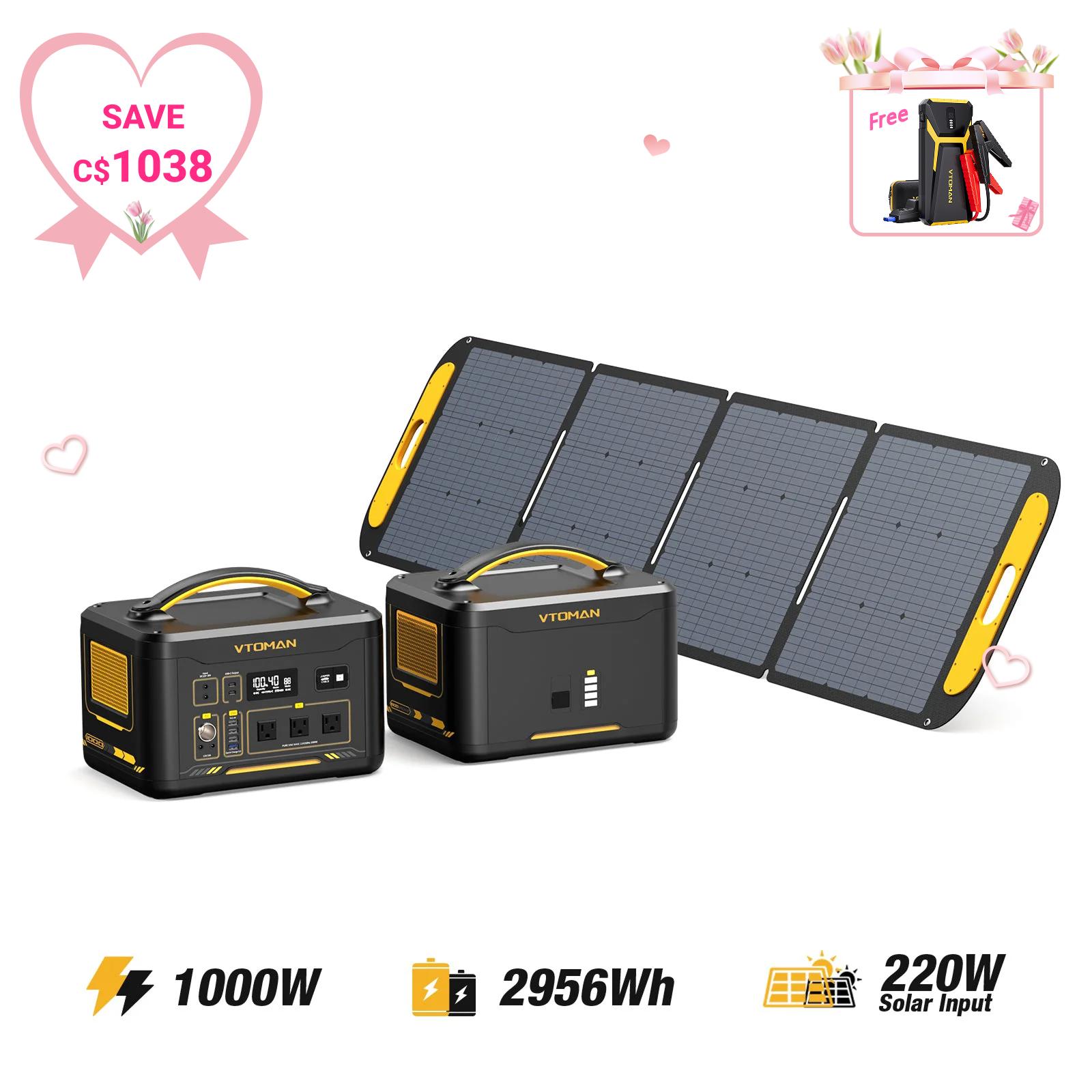 Jump 1000W/2956Wh 220W Solar Generator