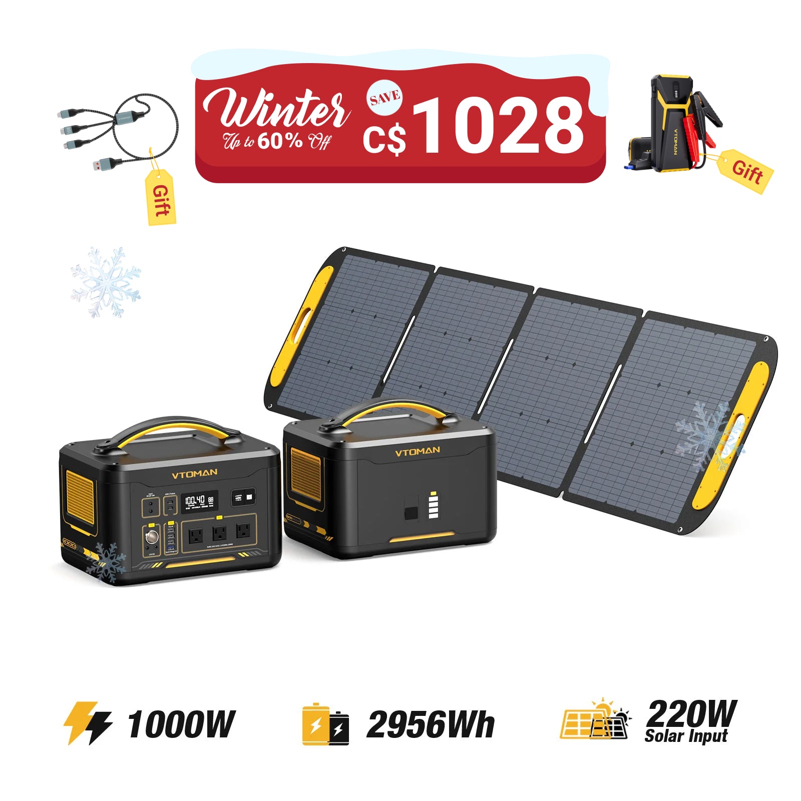 Jump 1000W/2956Wh 220W Solar Generator