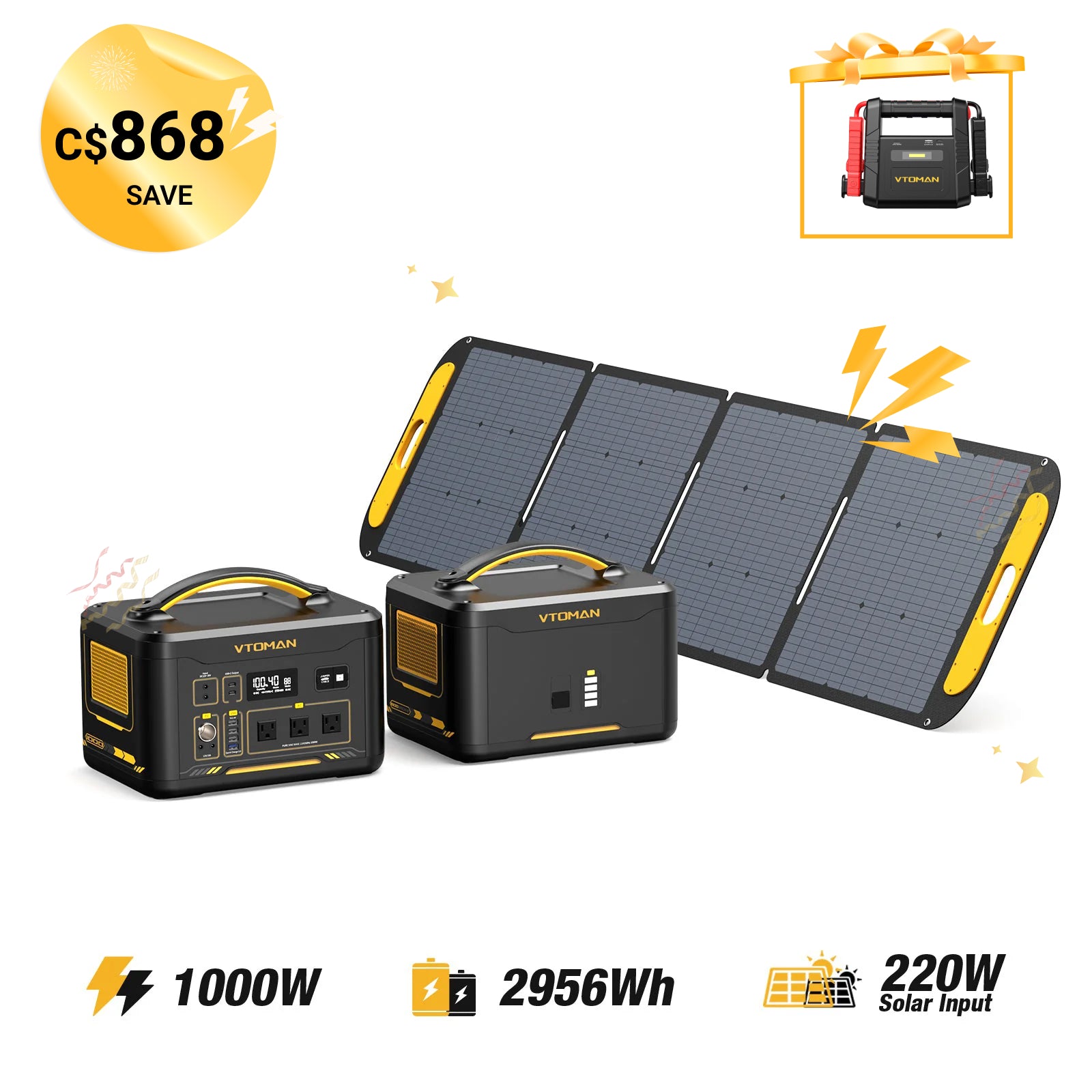 Jump 1000W/2956Wh 220W Solar Generator