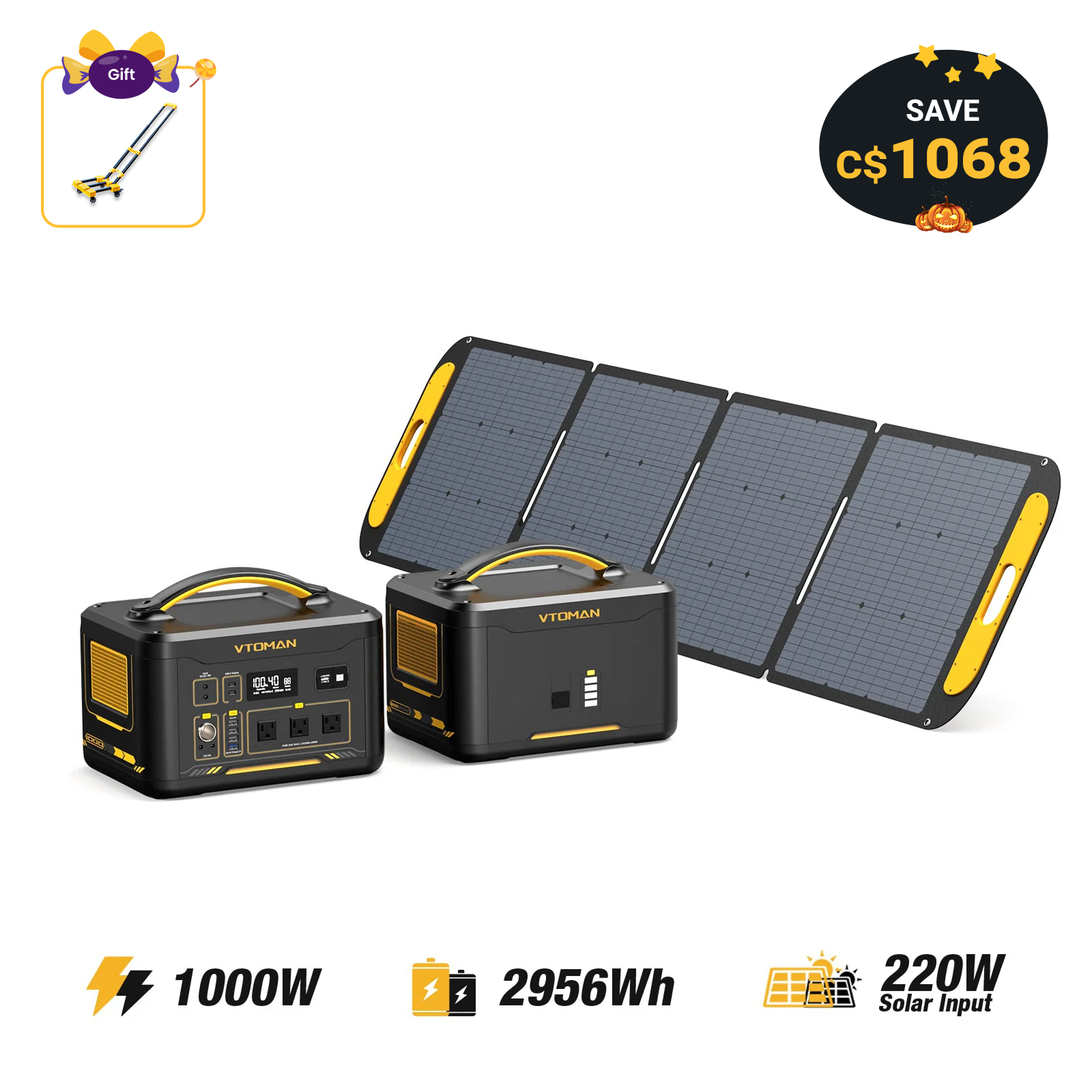 Jump 1000W/2956Wh 220W Solar Generator