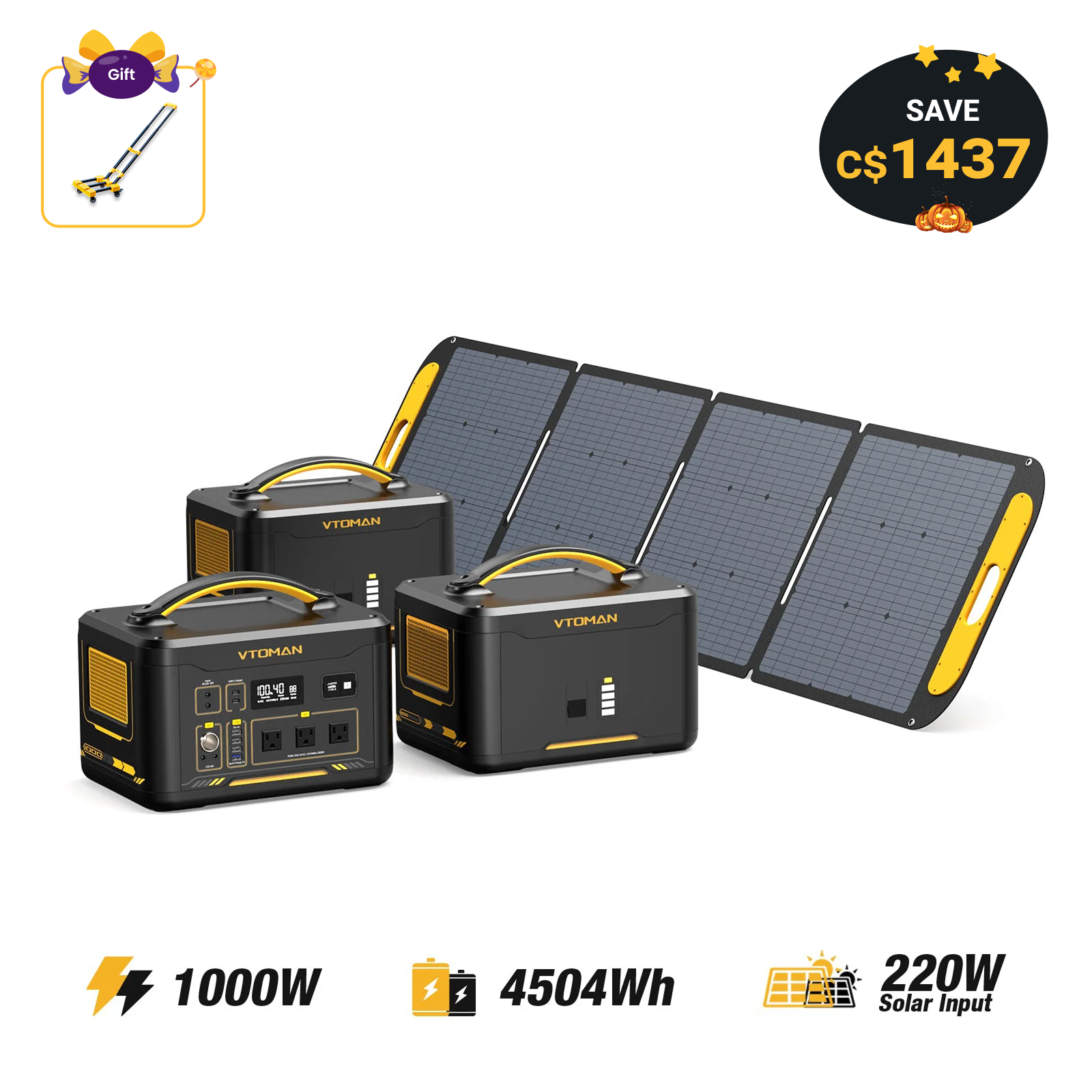 Jump 1000W/4504Wh 220W Solar Generator