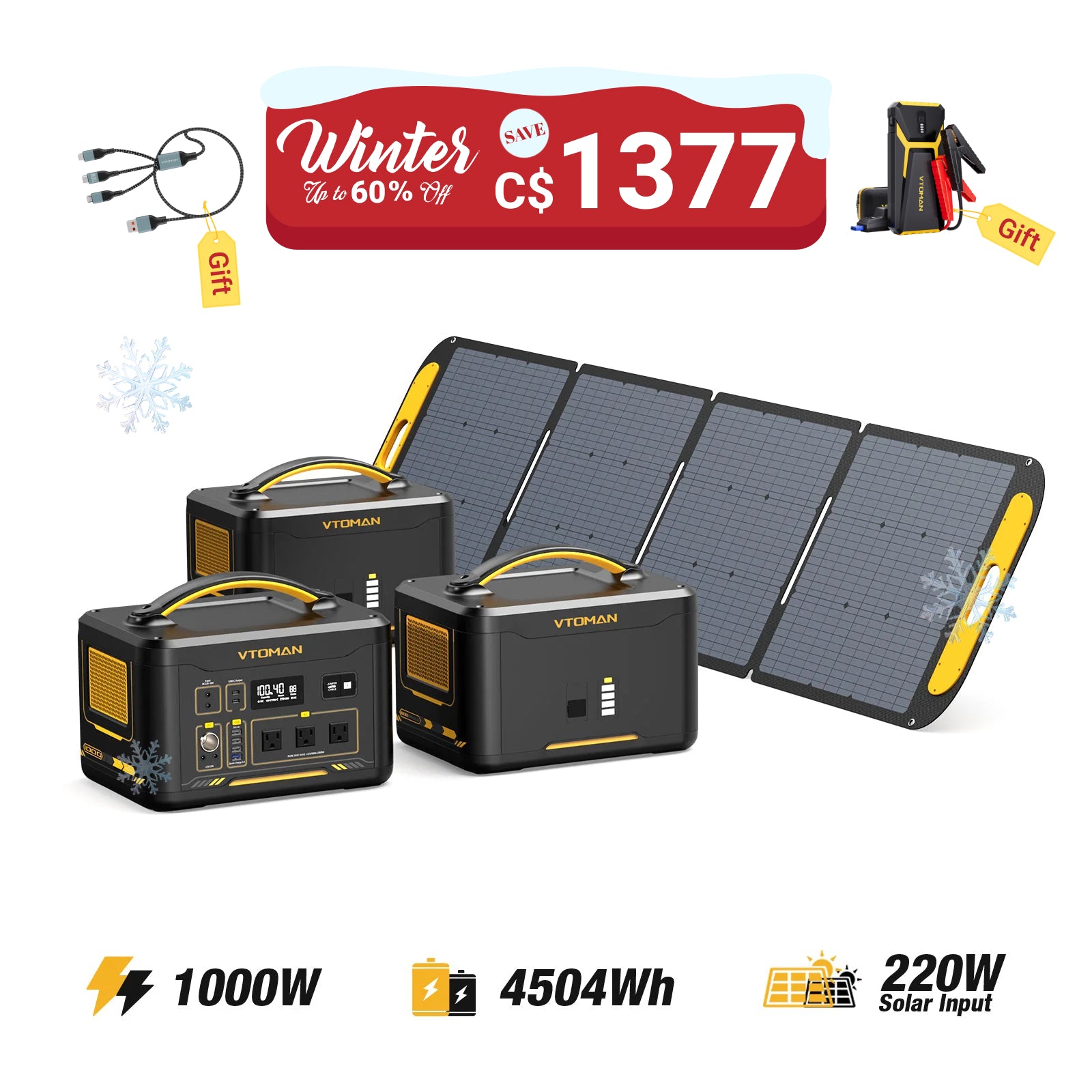 Jump 1000W/4504Wh 220W Solar Generator