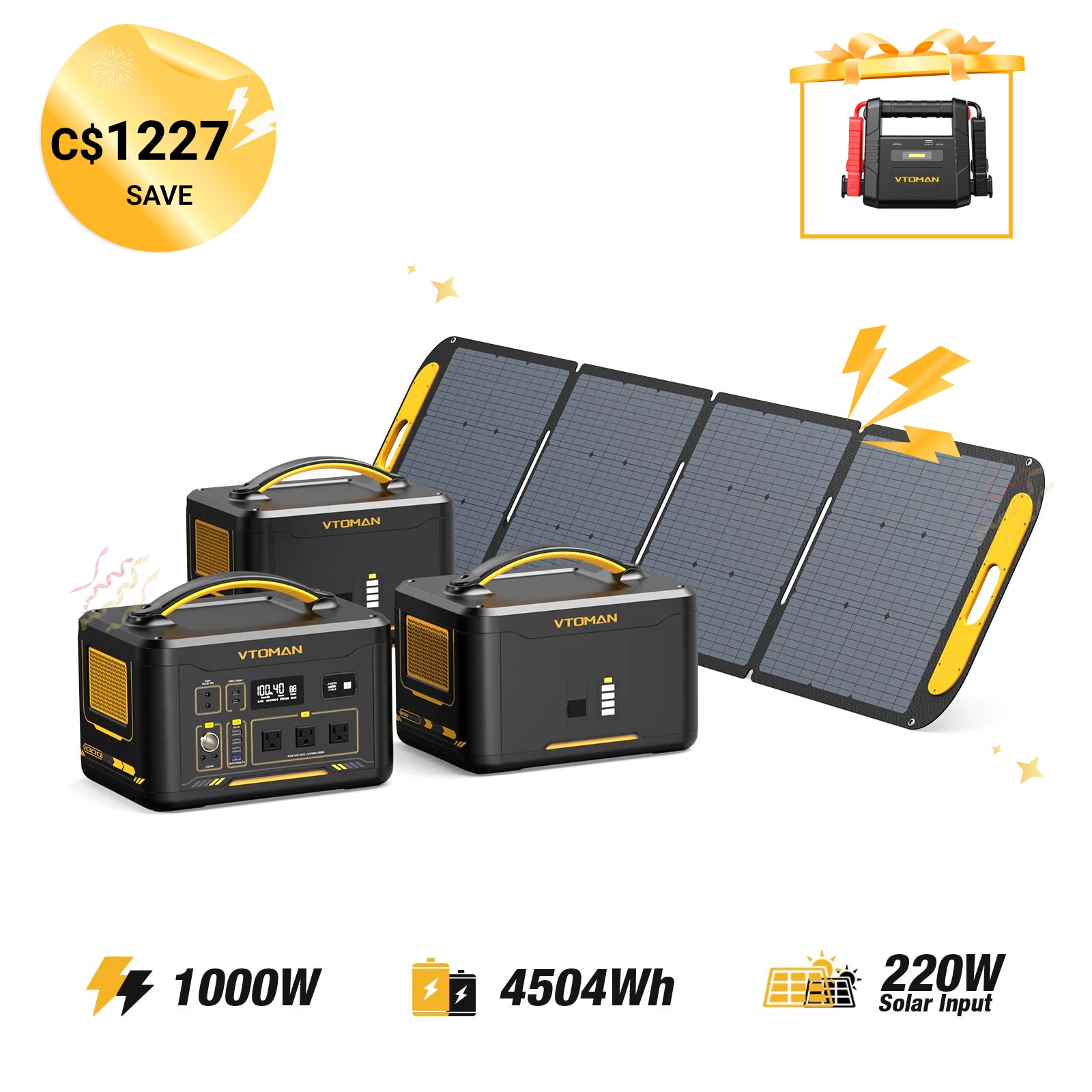 Jump 1000W/4504Wh 220W Solar Generator