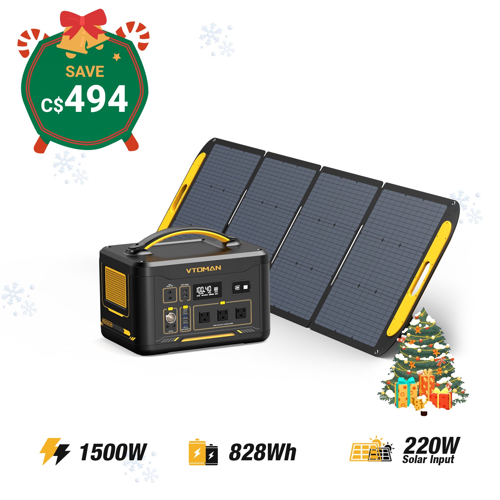 Jump 1500W/828Wh 220W Solar Generator