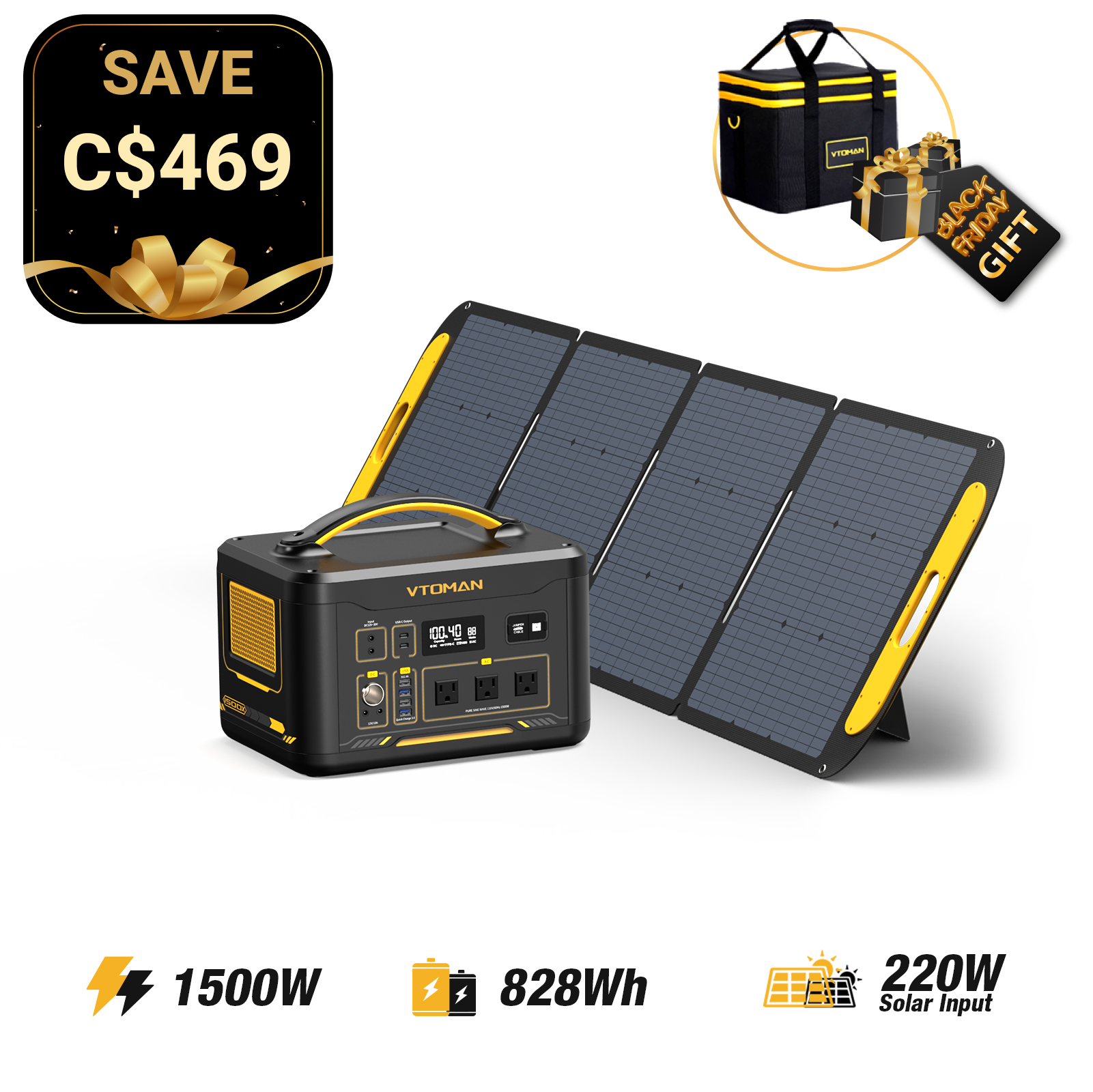 Jump 1500W/828Wh 220W Solar Generator