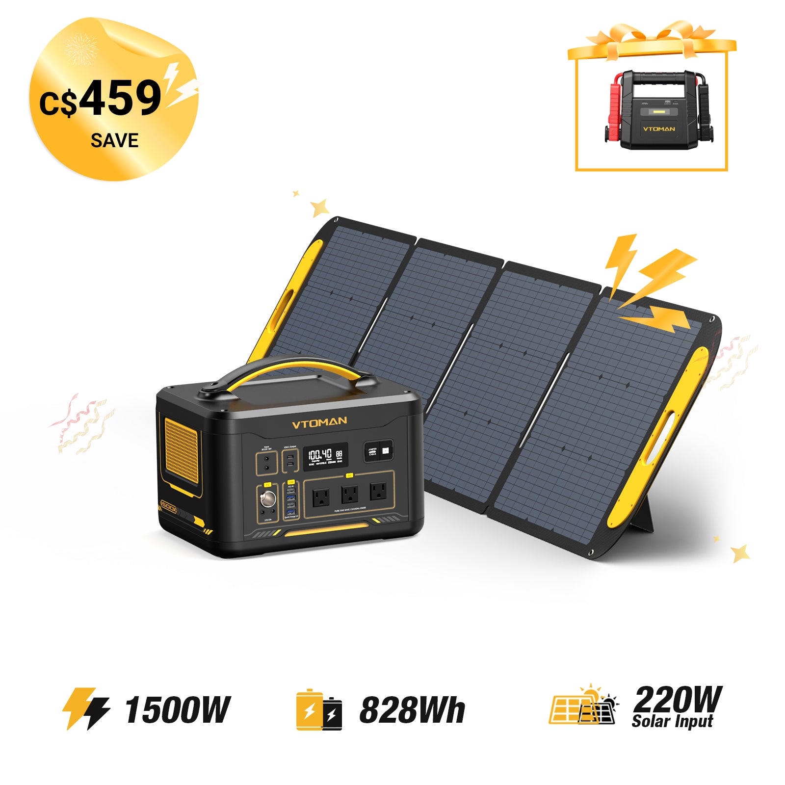 Jump 1500W/828Wh 220W Solar Generator