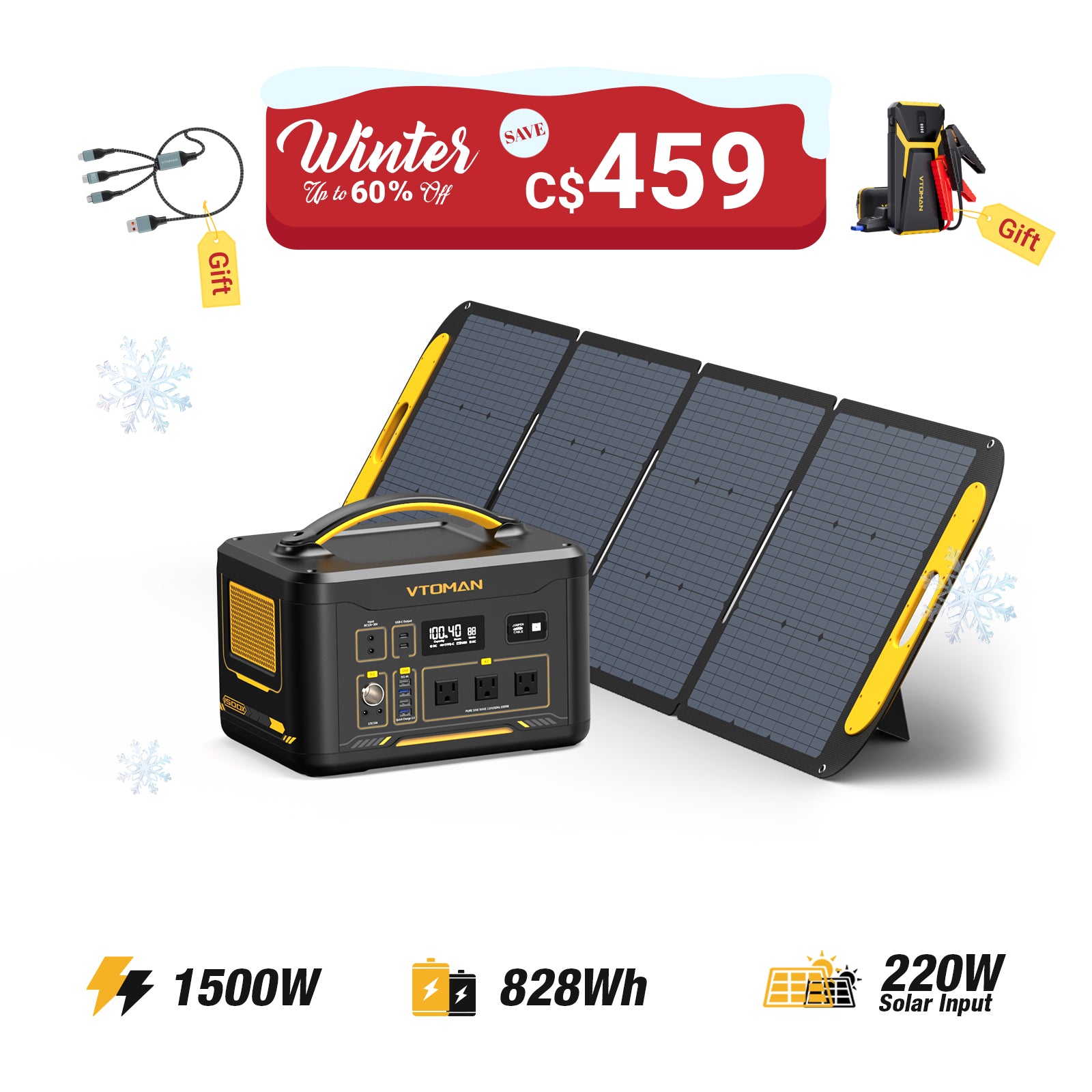 Jump 1500W/828Wh 220W Solar Generator