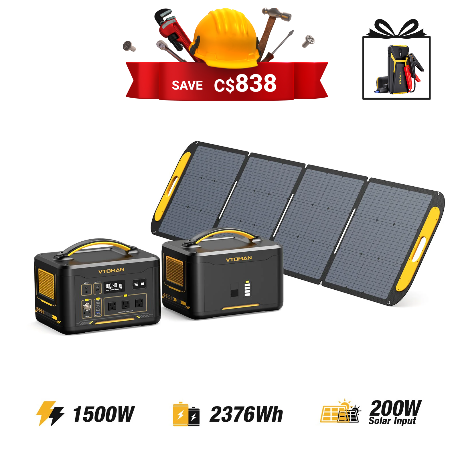 Jump 1500W/2376Wh 220W Solar Generator