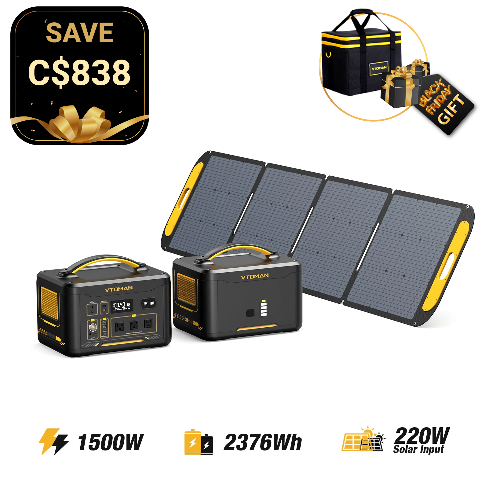 Jump 1500W/2376Wh 220W Solar Generator