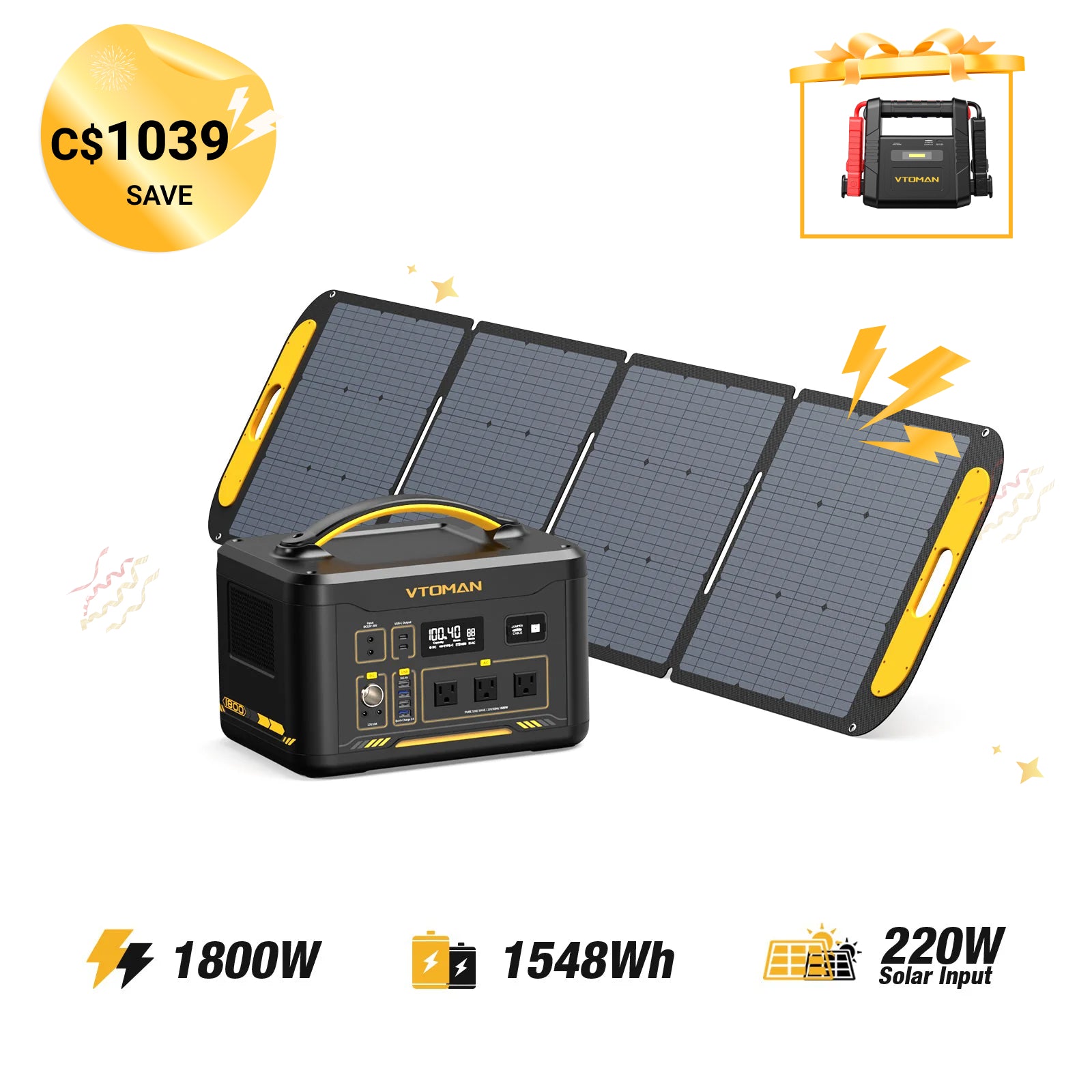 VTOMAN 220W Portable Solar Panel