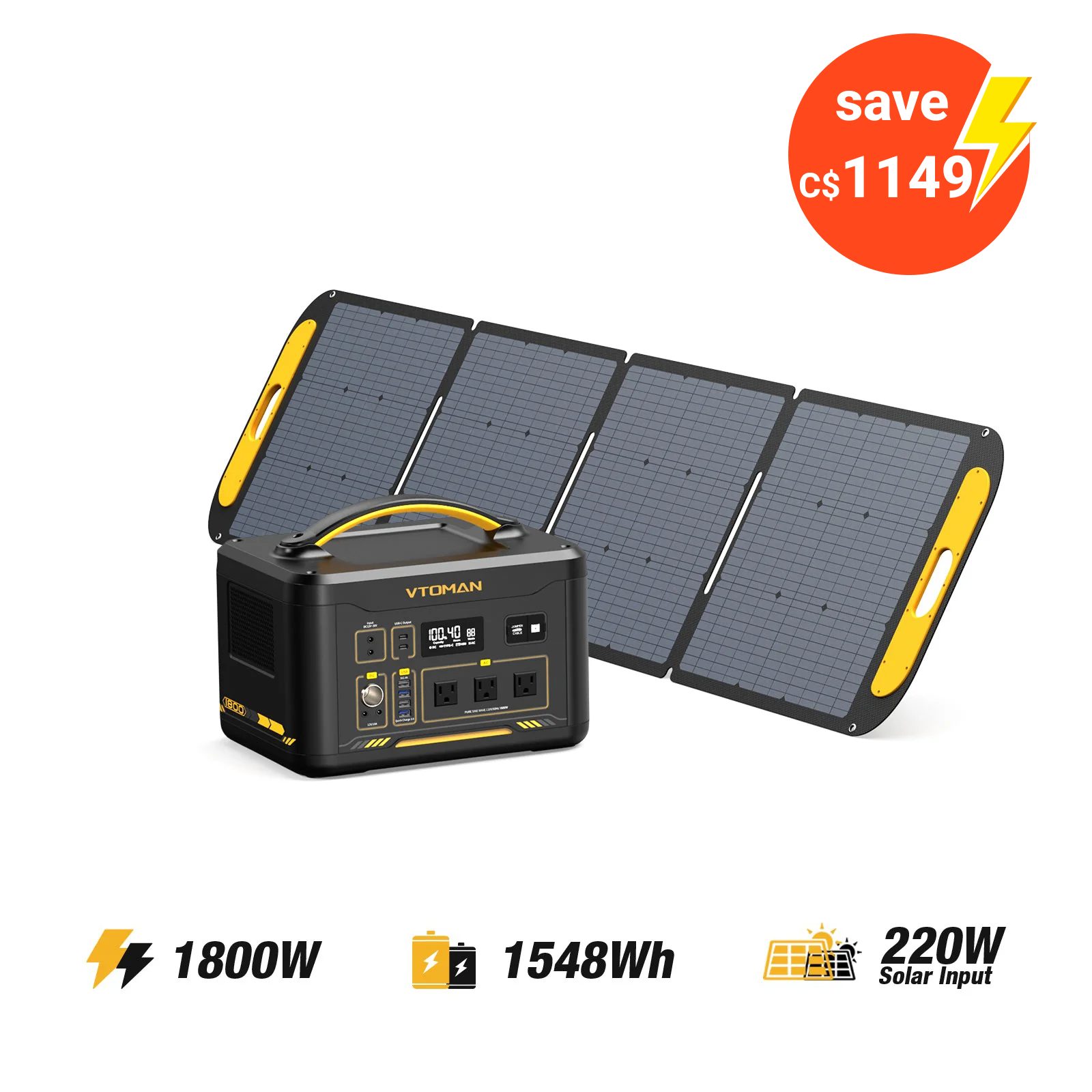 VTOMAN 220W Portable Solar Panel