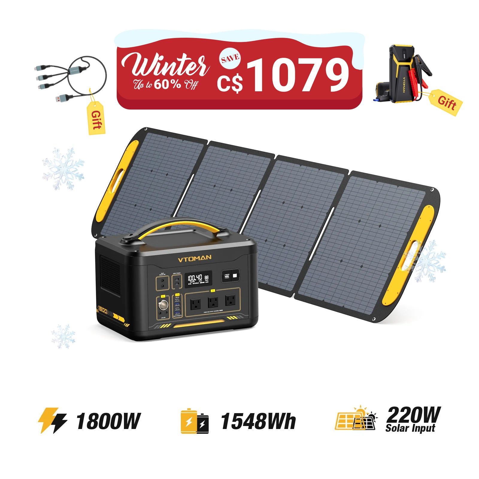 VTOMAN 220W Portable Solar Panel