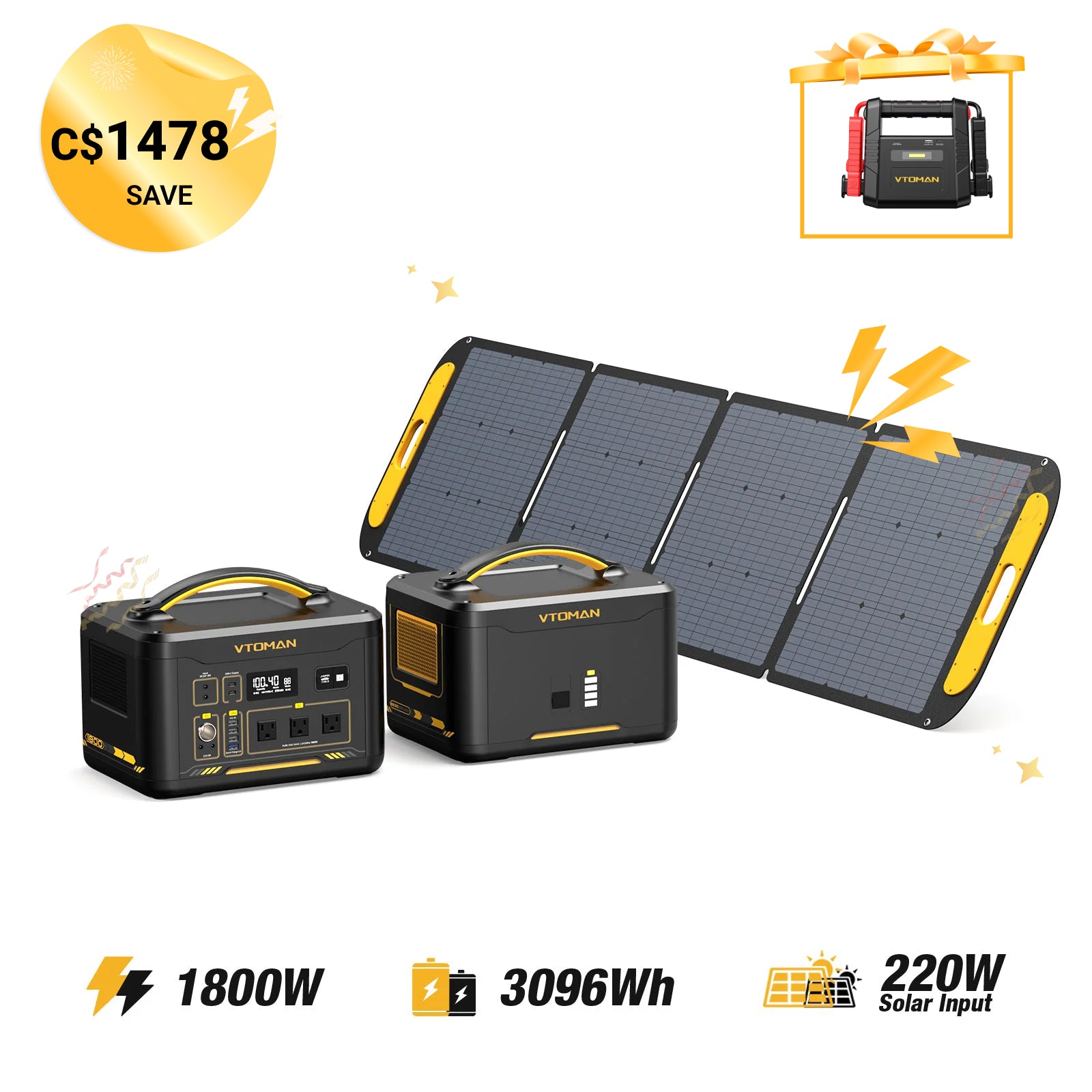 Jump 1800W/3096Wh 220W Solar Generator