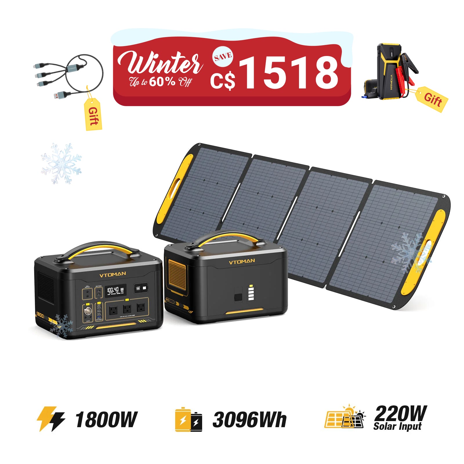 Jump 1800W/3096Wh 220W Solar Generator